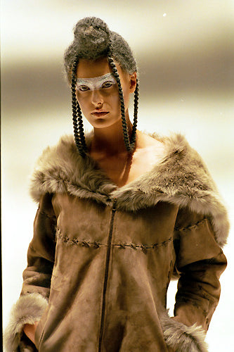 ALEXANDER MCQUEEN FW1999 «THE OVERLOOK» BROWN LACE-UP SHEARLING COAT