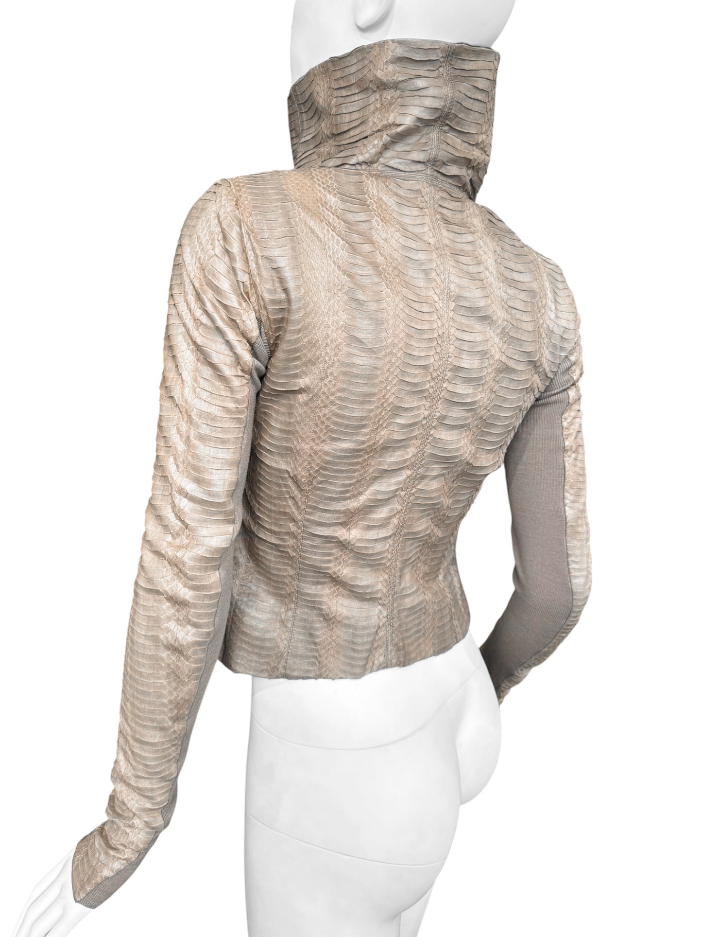 RICK OWENS SS2012 «NASKA» BROWN PYTHON LEATHER ASYMMETRICAL ZIP JACKET