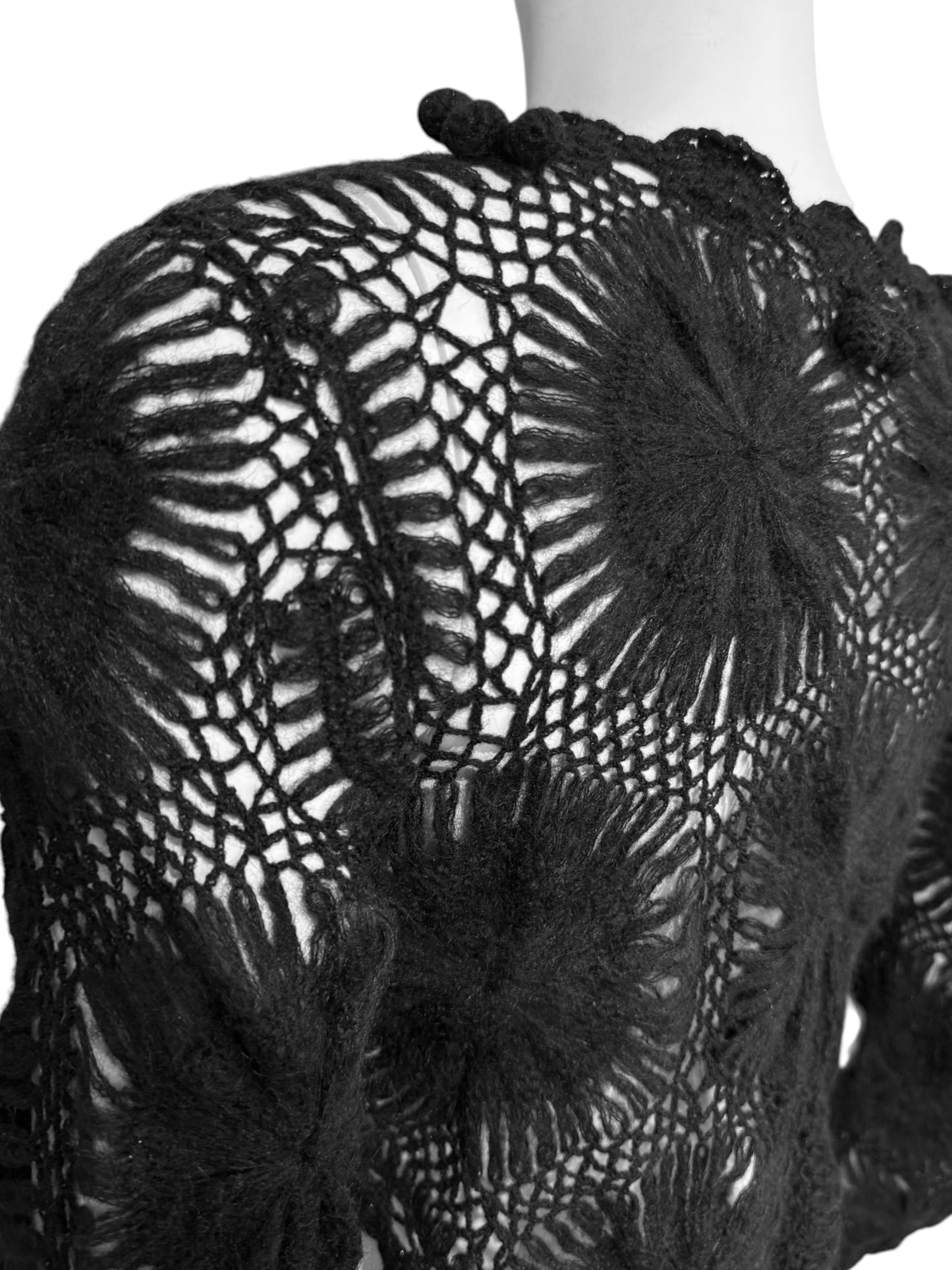 JOHN GALLIANO 2000s BLACK MOHAIR CROCHET CARDIGAN