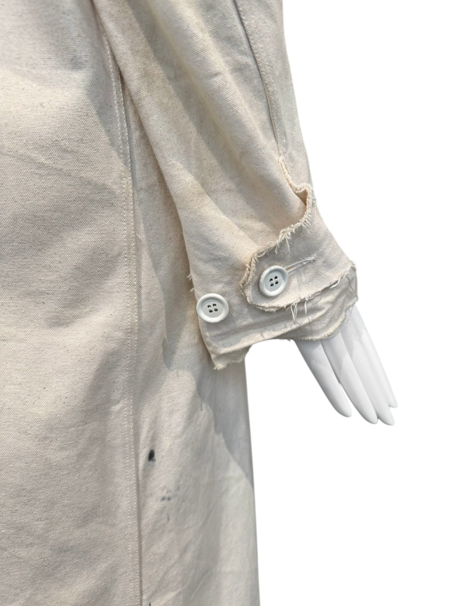ELENA DAWSON 2010s CREAM COTTON CANVAS HAND-PAINTED COAT