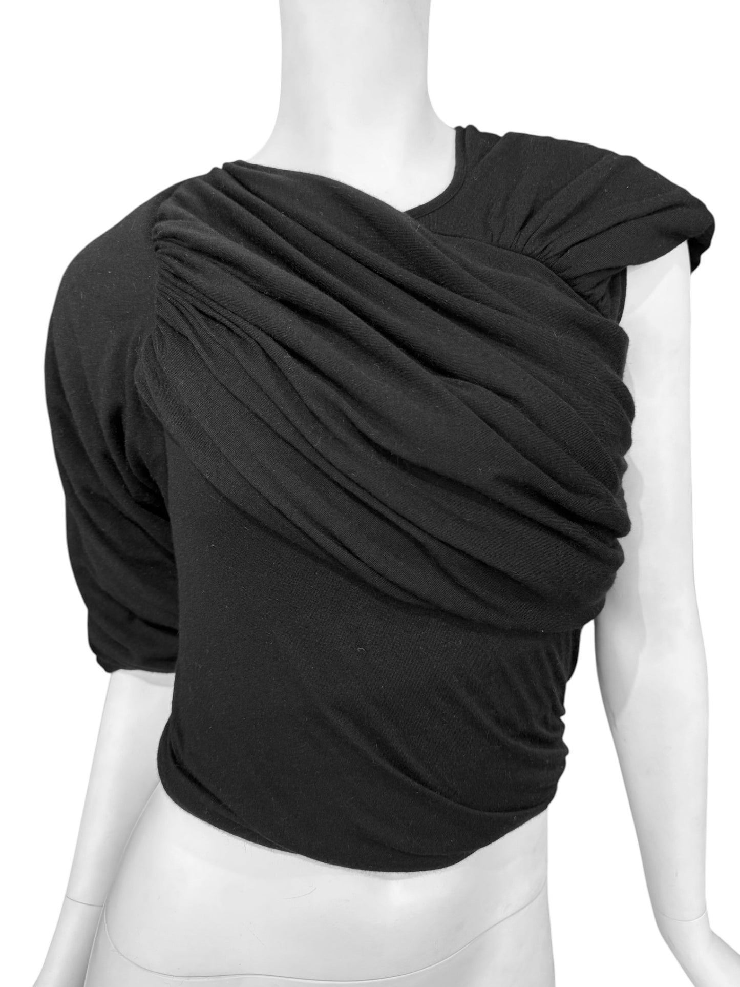 RICK OWENS FW2024 «PORTERVILLE» BLACK ASYMMETRICAL DRAPED TOP