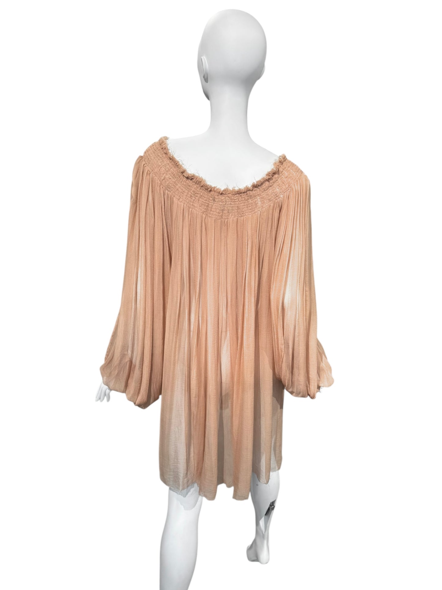 ALEXANDER MCQUEEN SS2003 «IRERE» BLUSH NUDE SILK BLOUSE/DRESS