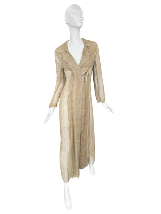 FAYÇAL AMOR SS1993 BEIGE RAW JUTE MAXI COAT