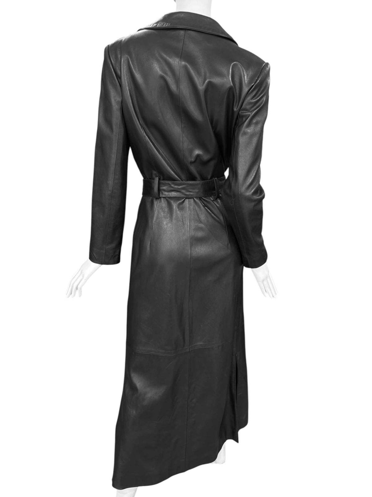 JITROIS 2000s BLACK LEATHER MAXI COAT