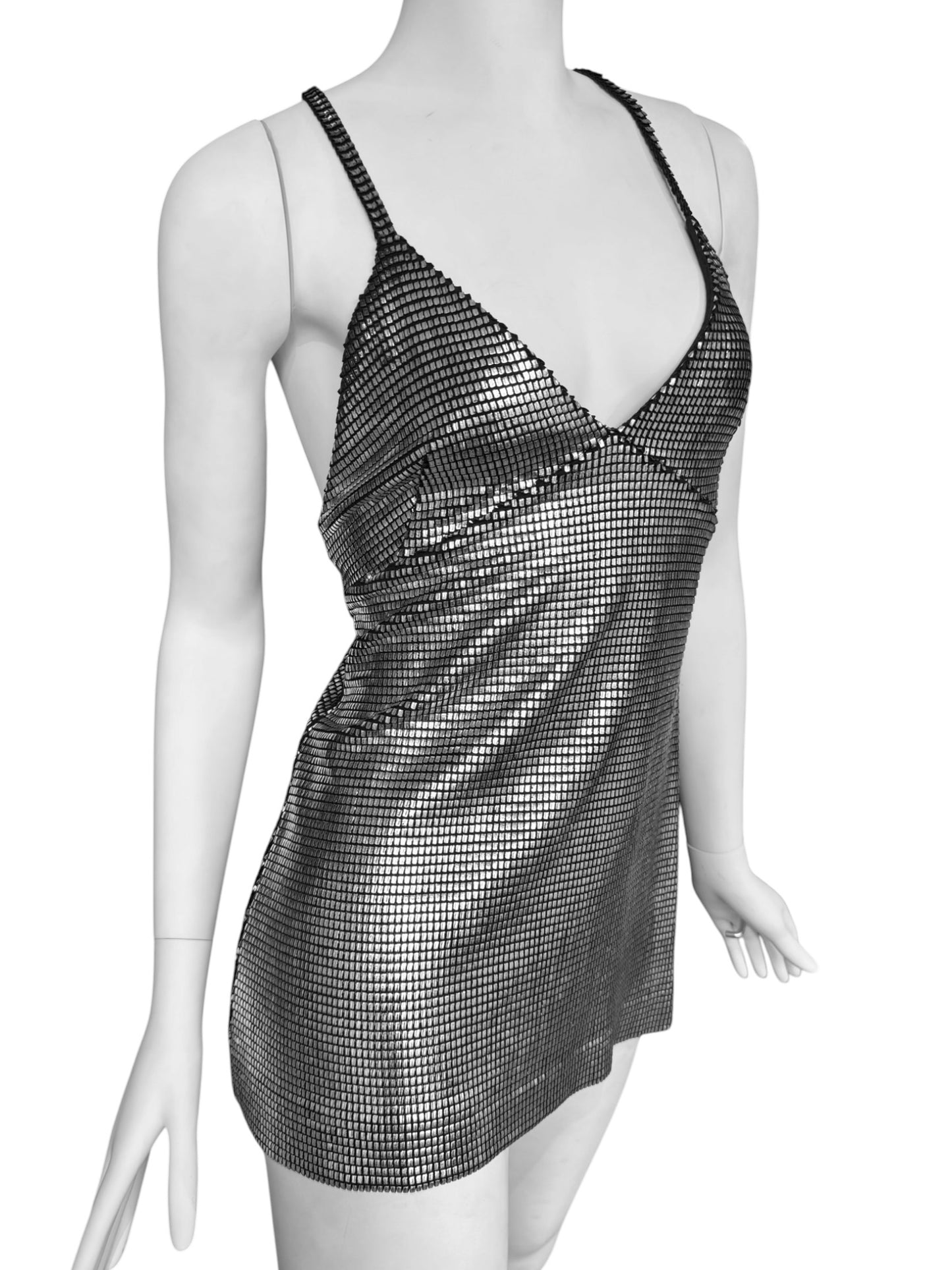 PACO RABANNE 1996 METALLIC MINI DRESS
