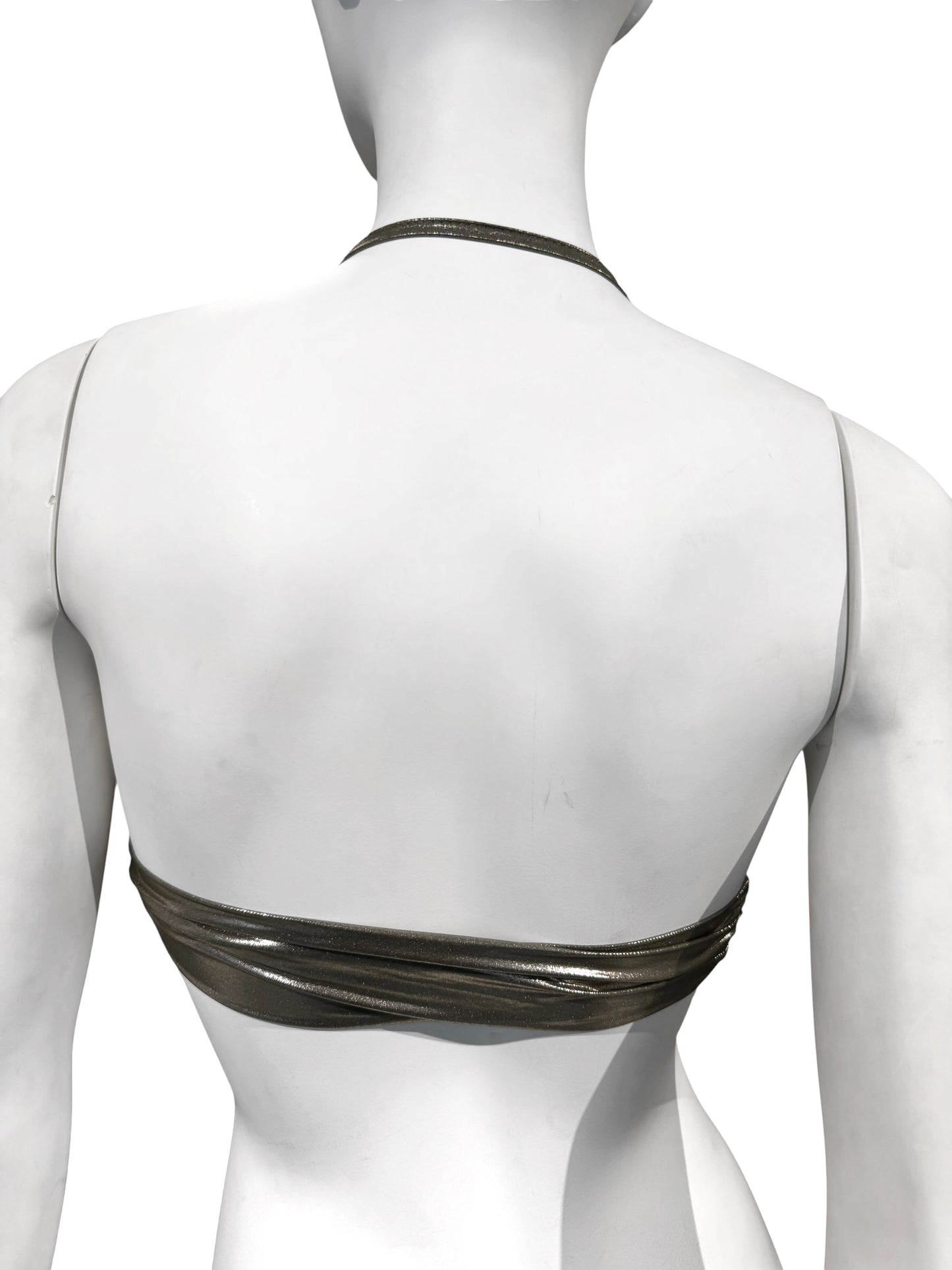 RICK OWENS SS2020 «TECUATL» METALLIC GREEN HALTER BRA TOP