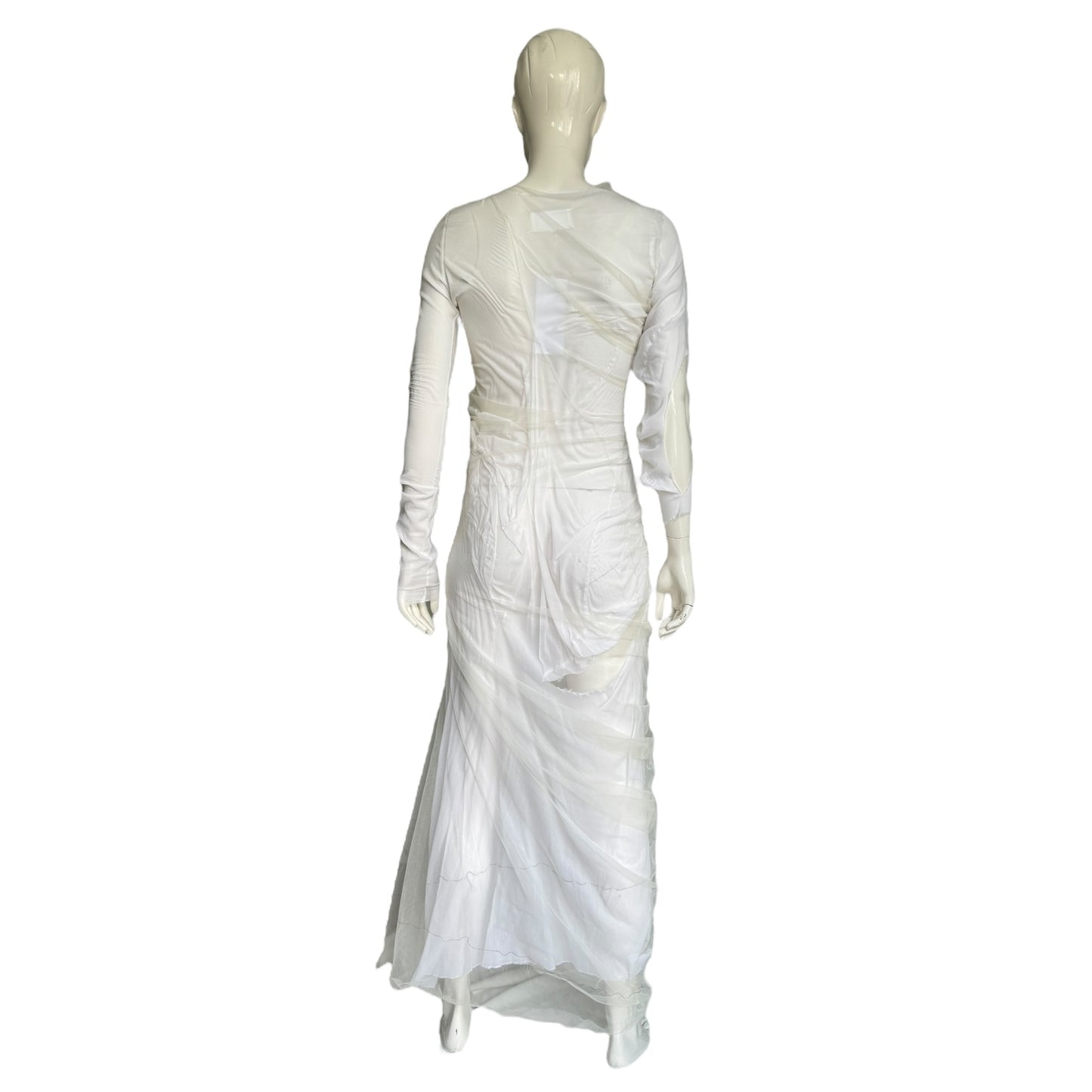 MAISON MARGIELA SS2021 BY GALLIANO WHITE 2 IN 1 TULLE SILK WET MAXI DRESS