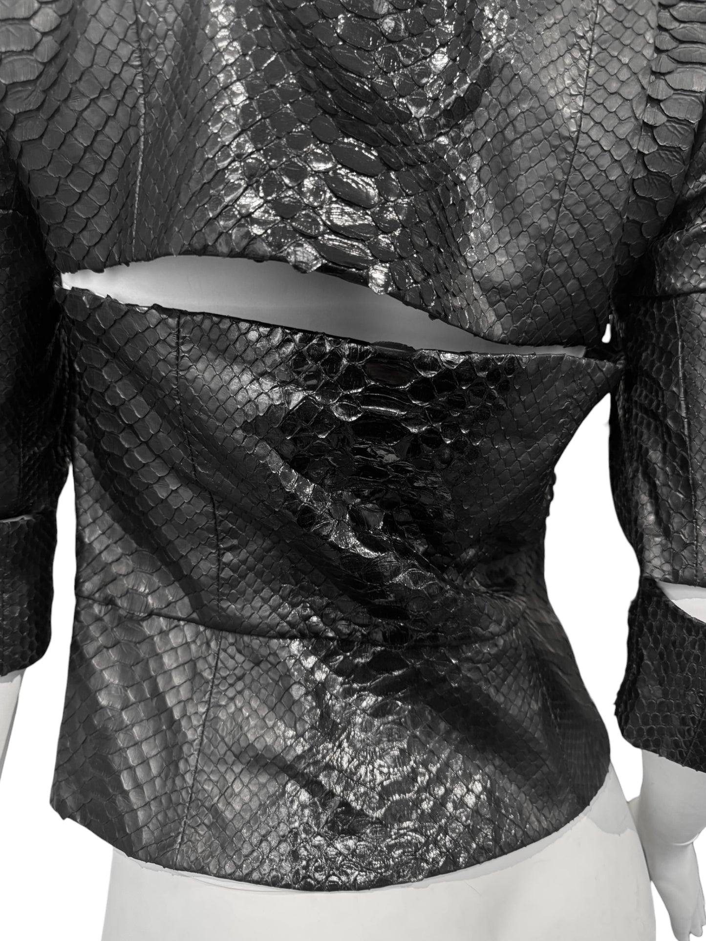 GUCCI SS2010 BY FRIDA GIANNINI BLACK PYTHON LEATHER CUT OUT JACKET