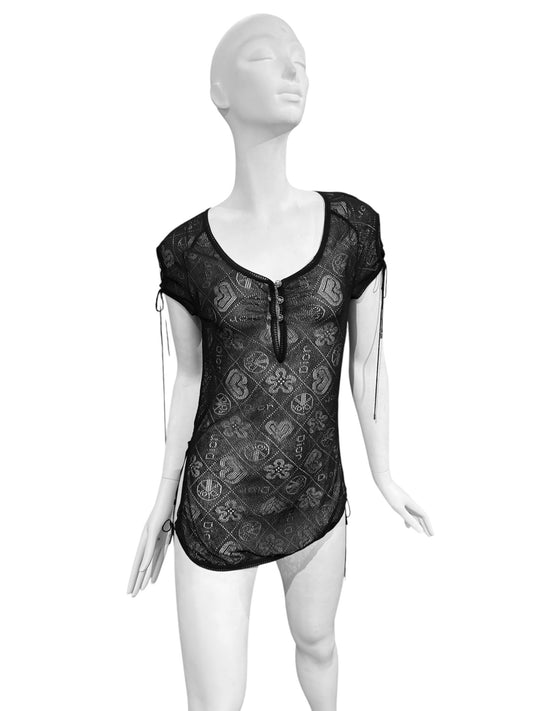 CHRISTIAN DIOR SS2005 BY JOHN GALLIANO BLACK SHEER TOP