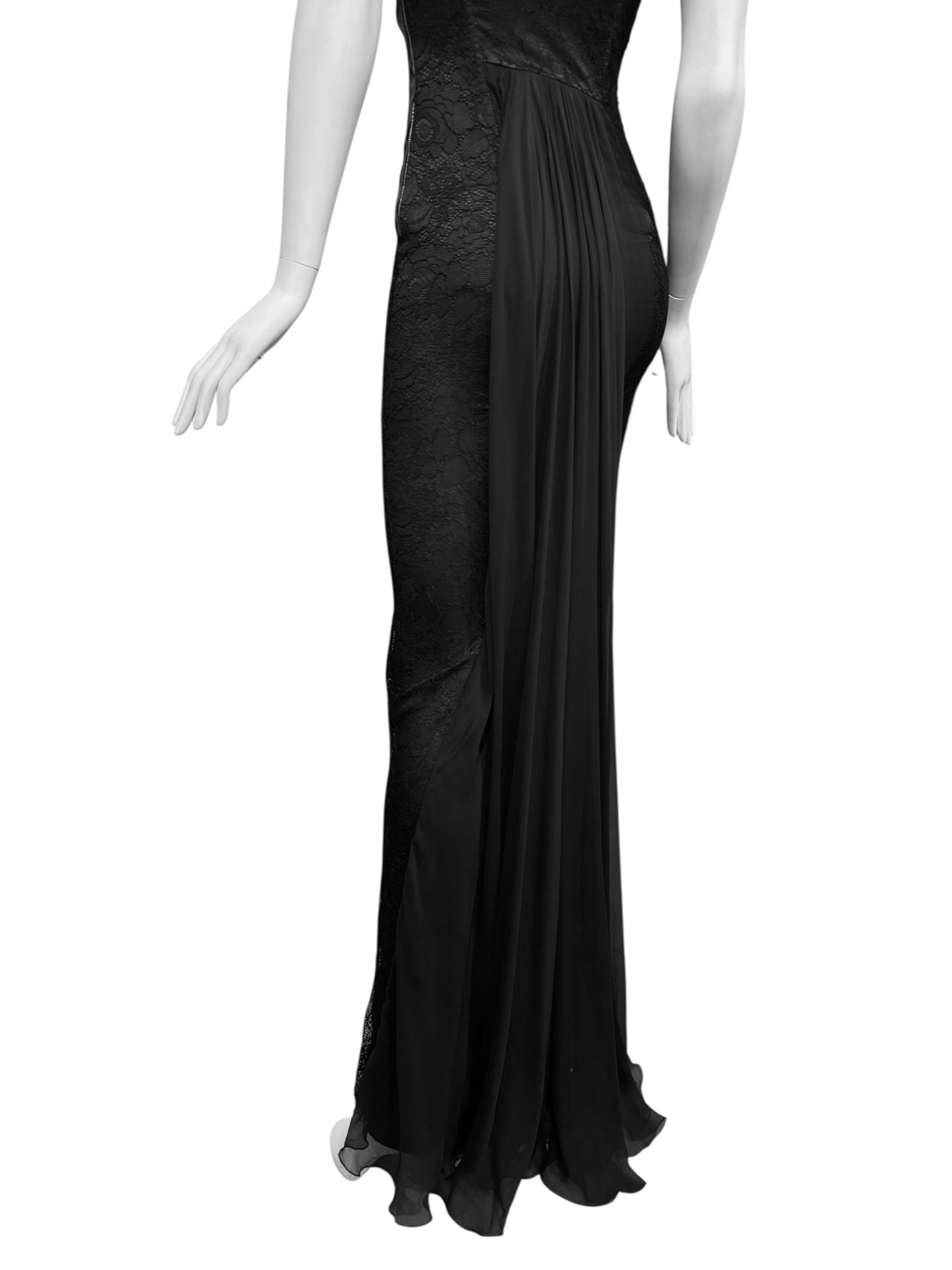 DOLCE & GABBANA FW2017 BLACK LACE & SILK DOUBLE STRAP MAXI DRESS
