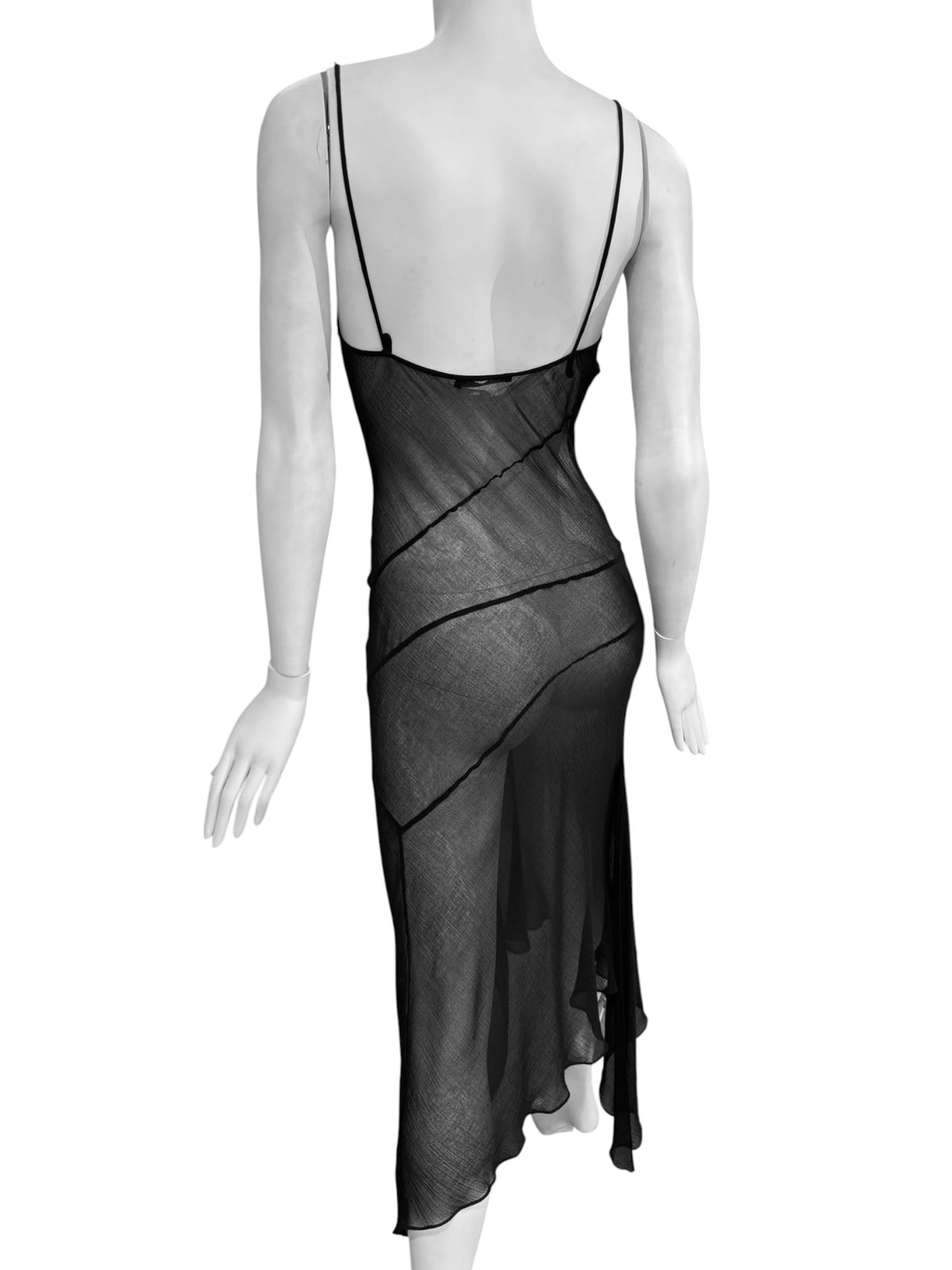 PLEIN SUD SS2002 BLACK SHEER MAXI DRESS