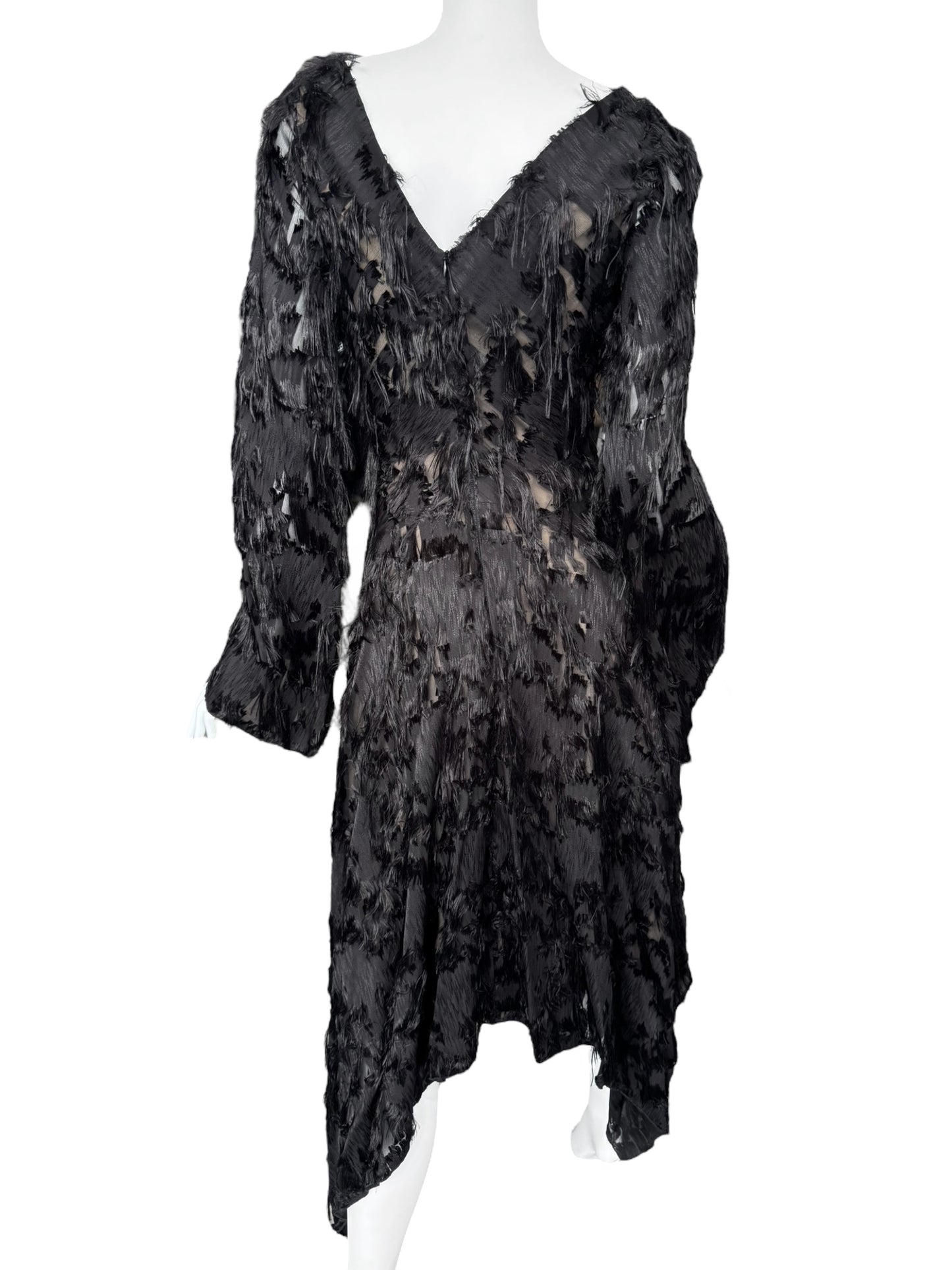 PLEIN SUD 2010s BLACK DISTRESS MIDI DRESS