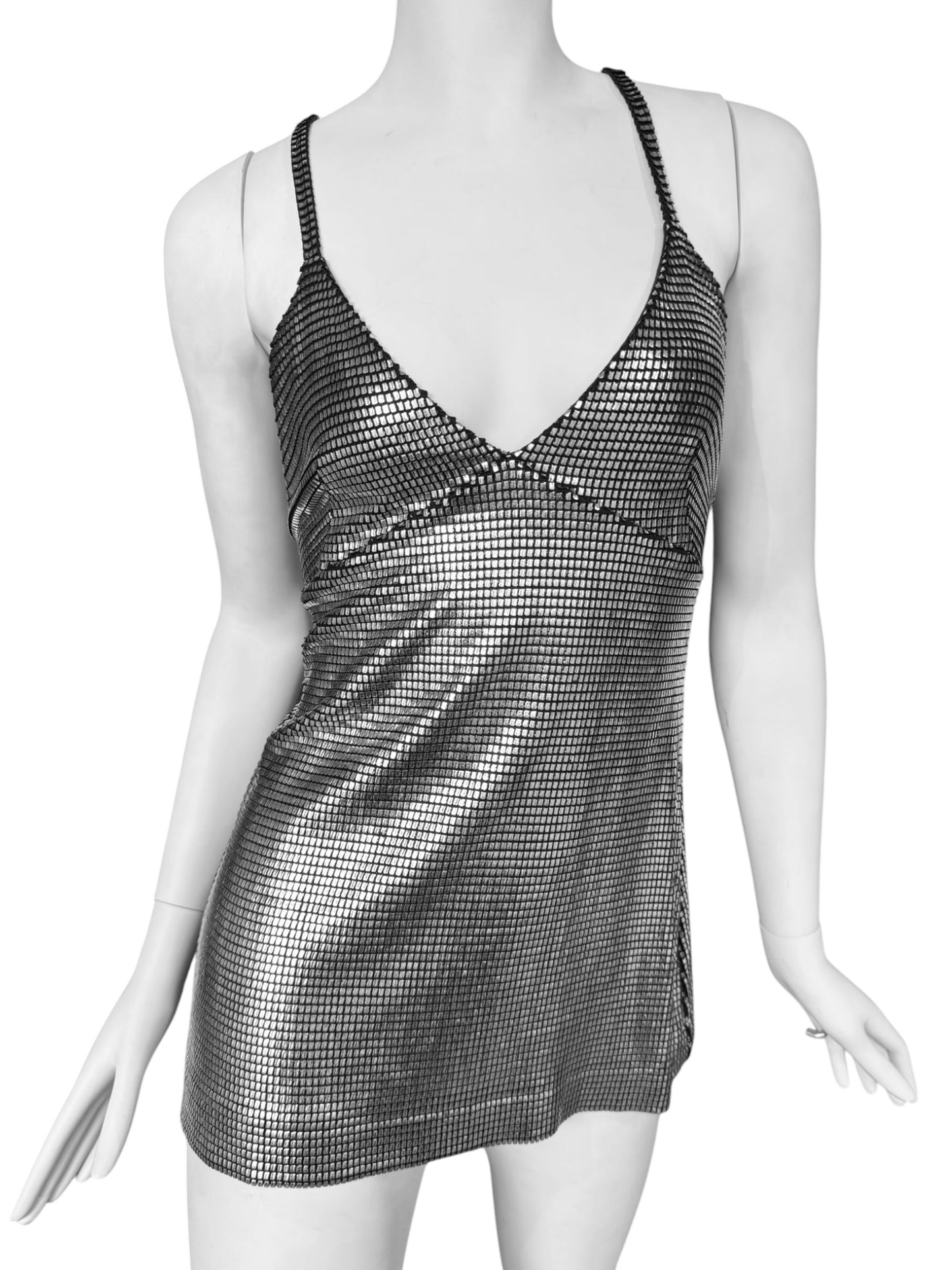 PACO RABANNE 1996 METALLIC MINI DRESS