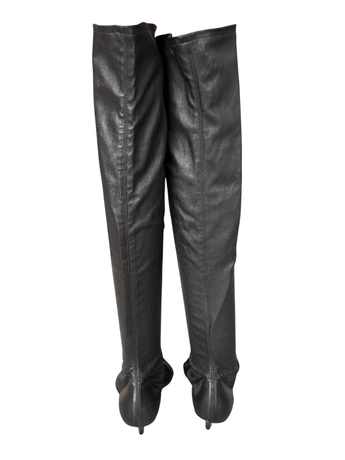 PLEIN SUD 2000s BLACK LEATHER OPEN BOOTS