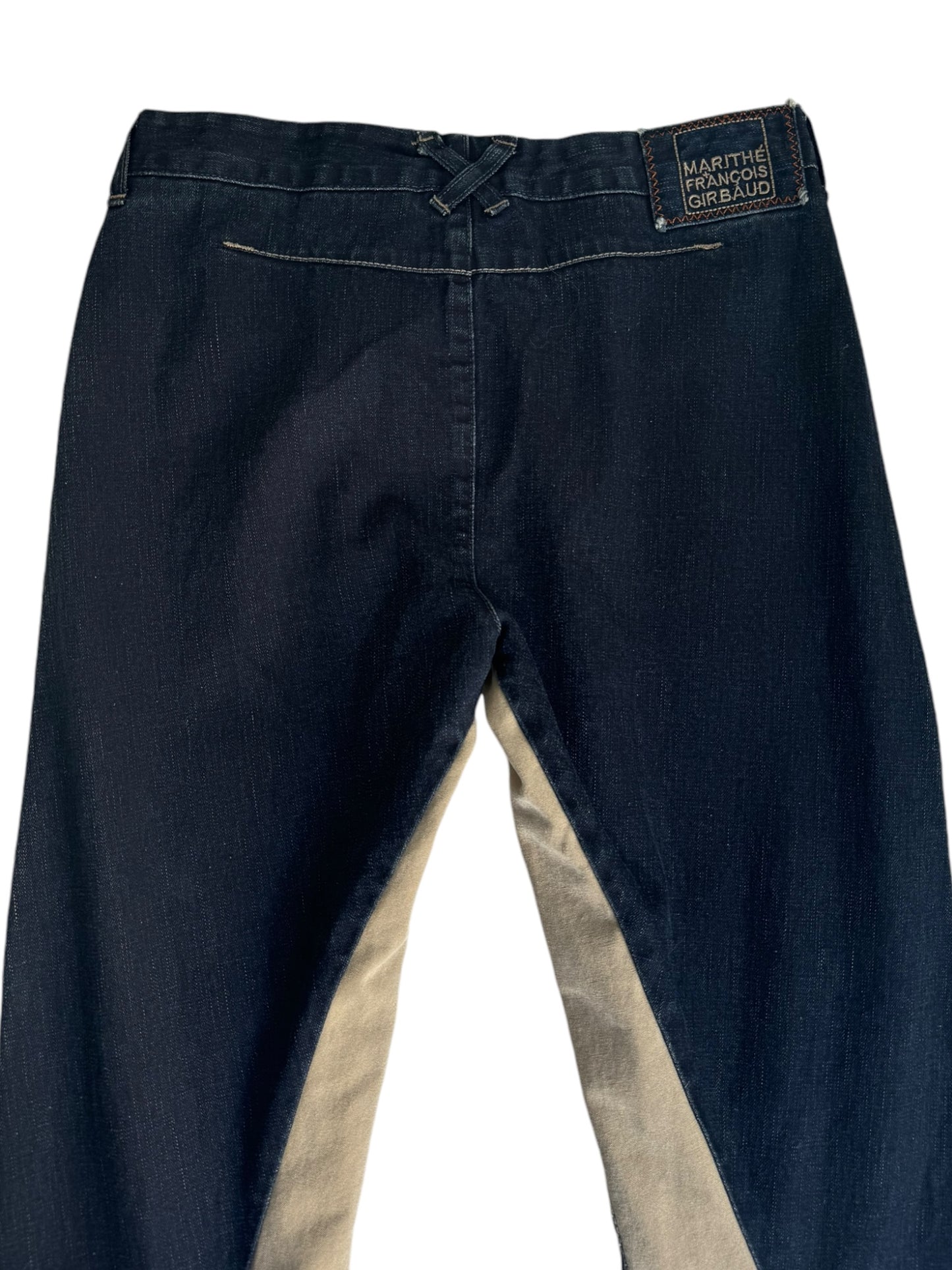 MARITHÉ FRANÇOIS GIRBAUD 2000s NAVY & CREAM BOOTCUT JEANS