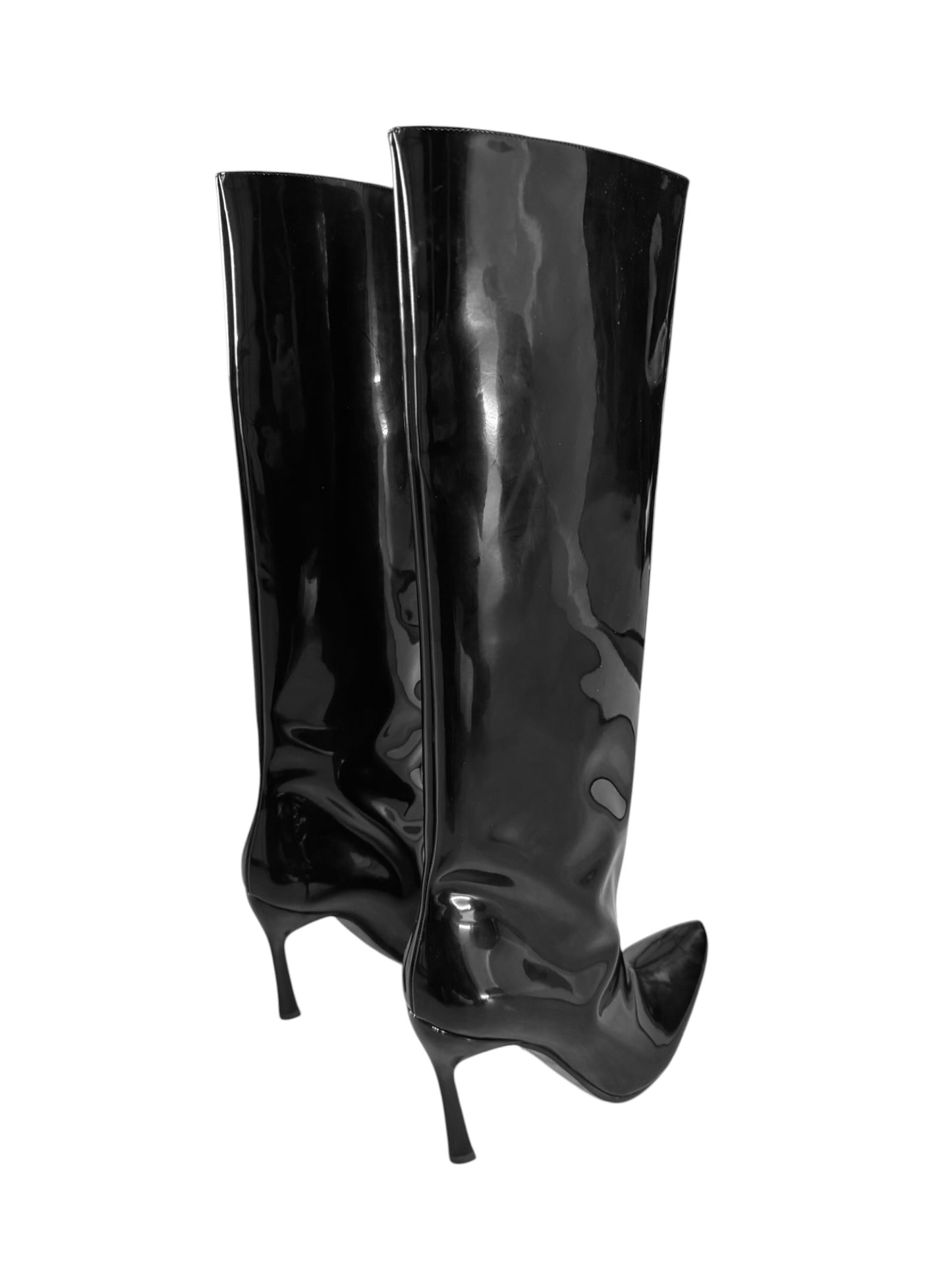 SPORTMAX 2020s BLACK LEATHER KNEE-HIGH BOOTS