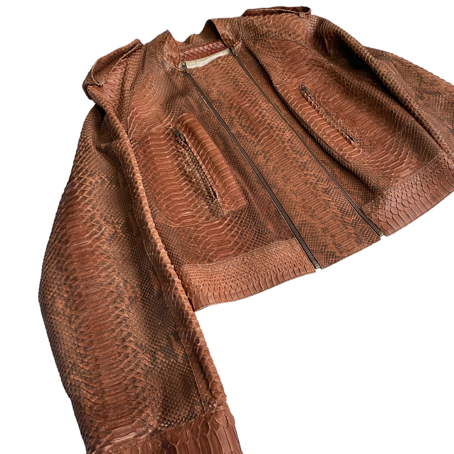 DIOR FW2001 BY GALLIANO BROWN PYTHON LEATHER JACKET