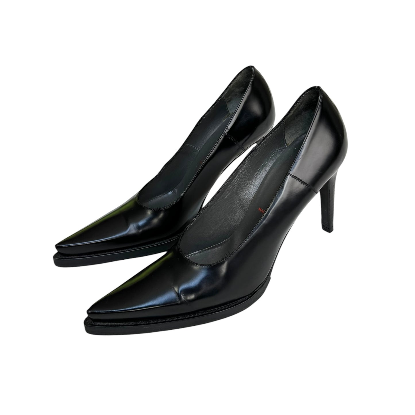 MIU MIU 1990s BLACK PATENT LEATHER CHUNKY SOLE HEELS