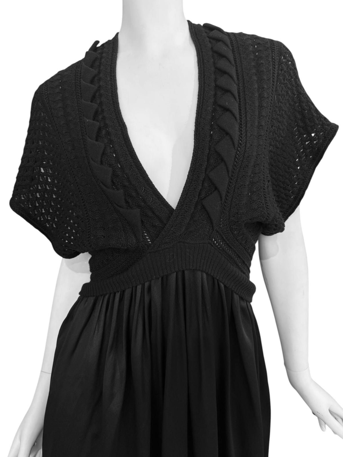 PLEIN SUD JEANIUS 2000s BLACK SILK & WOOL MIDI DRESS