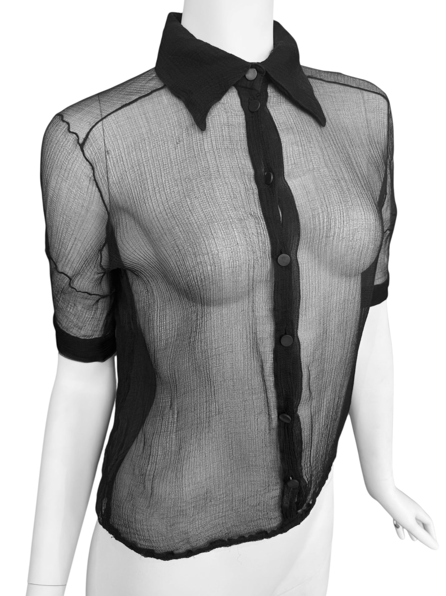 ANNA MOLINARI 2000s BLACK SILK SHIRT
