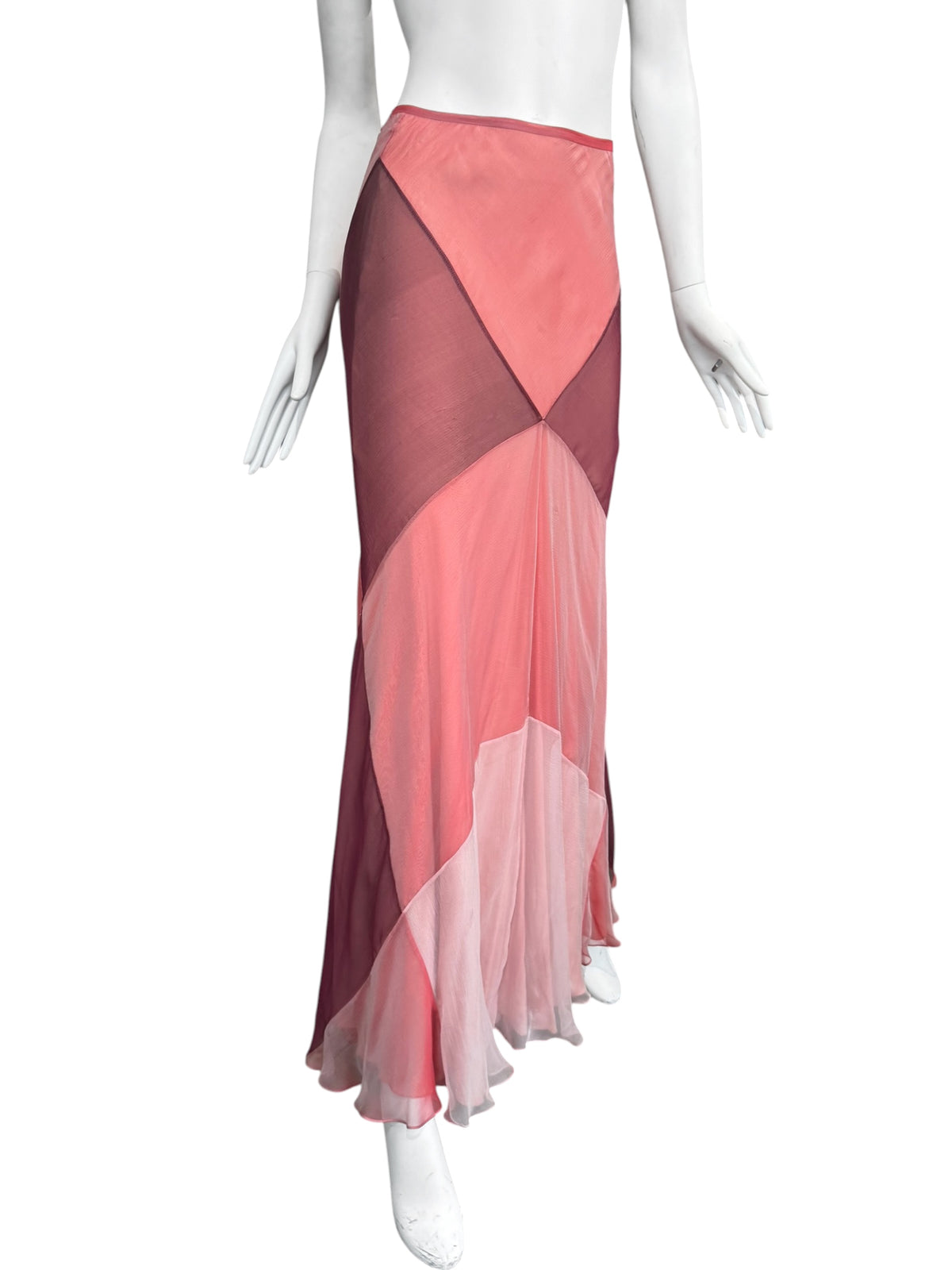 PLEIN SUD SUN 1990s PINK SILK MAXI SKIRT