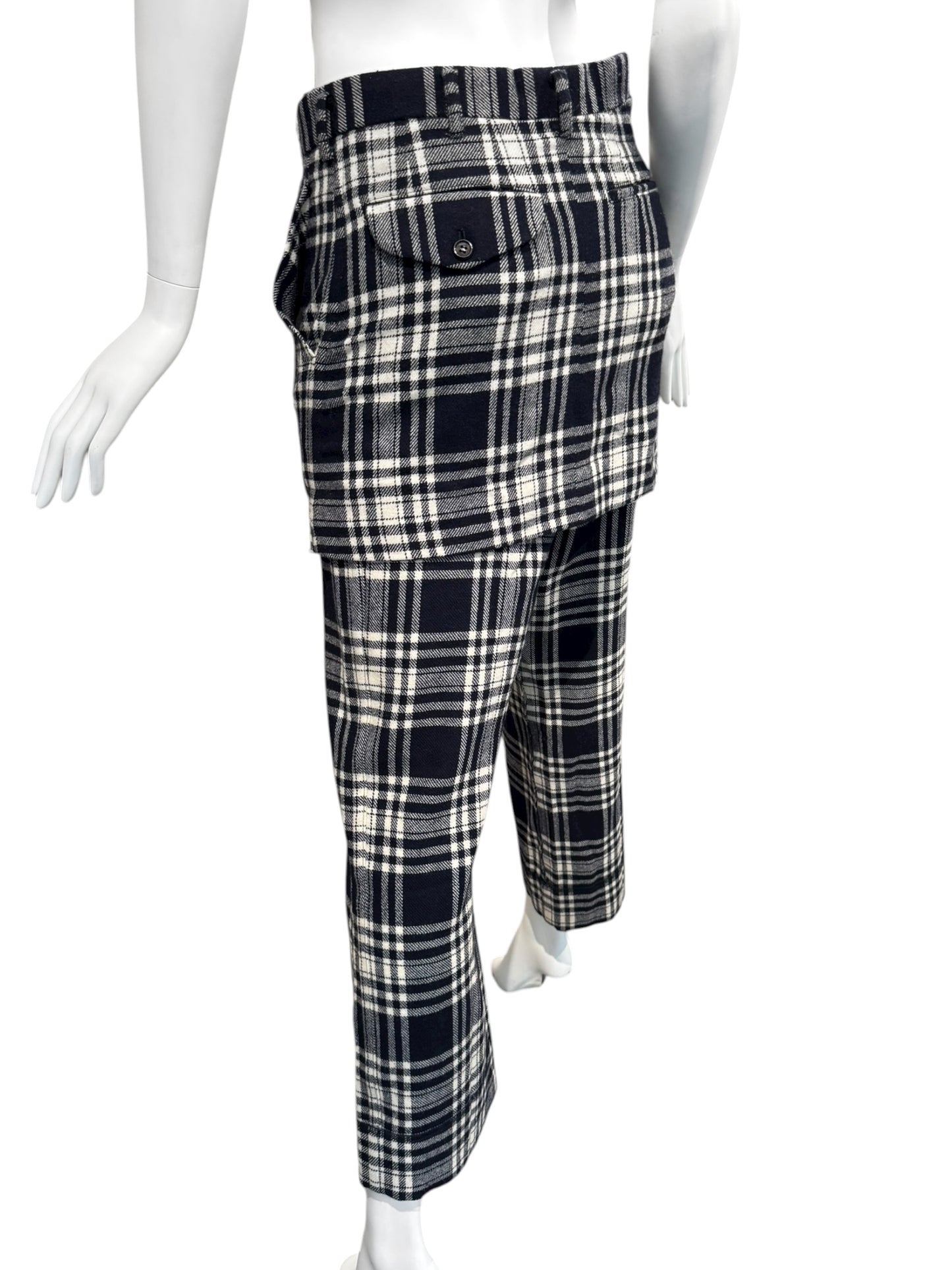 COMME DES GARÇONS FW1998 NAVY BLUE TARTAN SKIRT-LAYERED PANTS