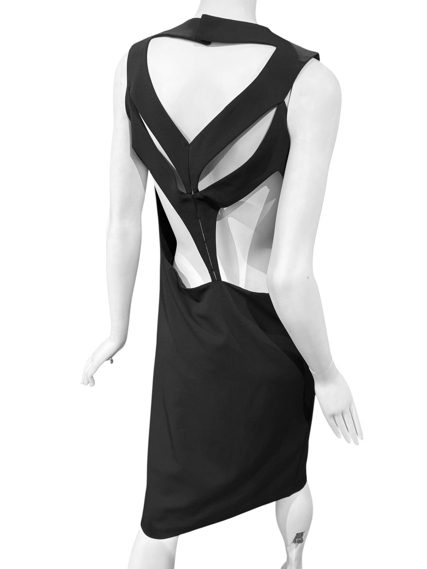 MAISON MARGIELA FW2018 BY JOHN GALLIANO BLACK BACK CUT OUT MIDI DRESS