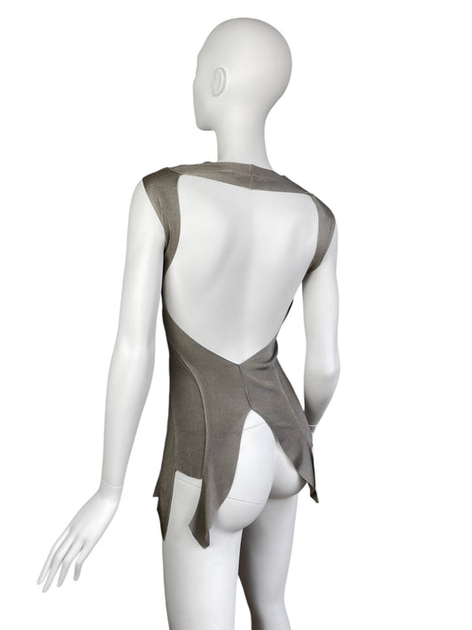 PLEIN SUD SS2004 GREY KNIT BANDAGE BACKLESS TANK TOP