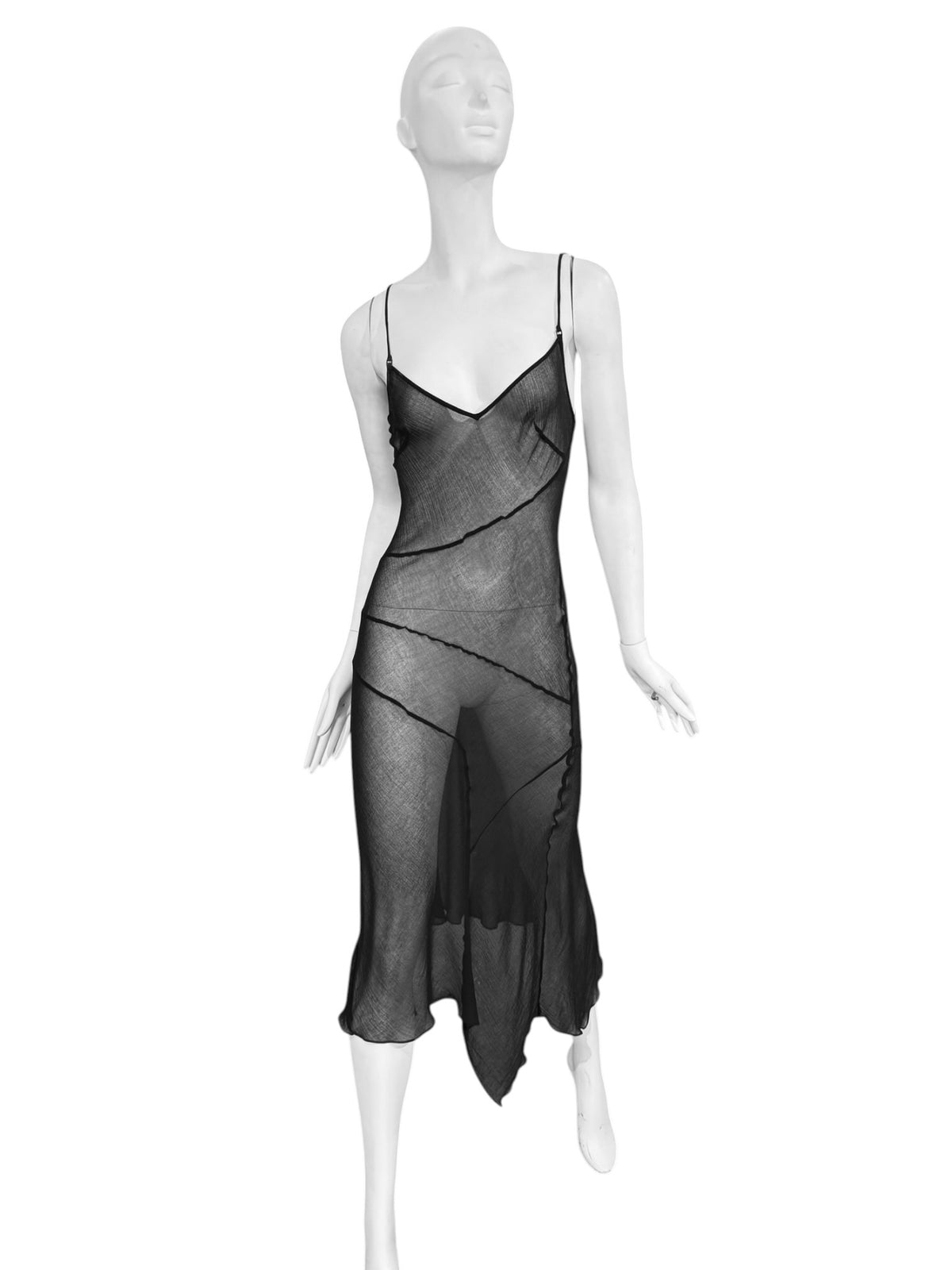 PLEIN SUD SS2002 BLACK SHEER MAXI DRESS