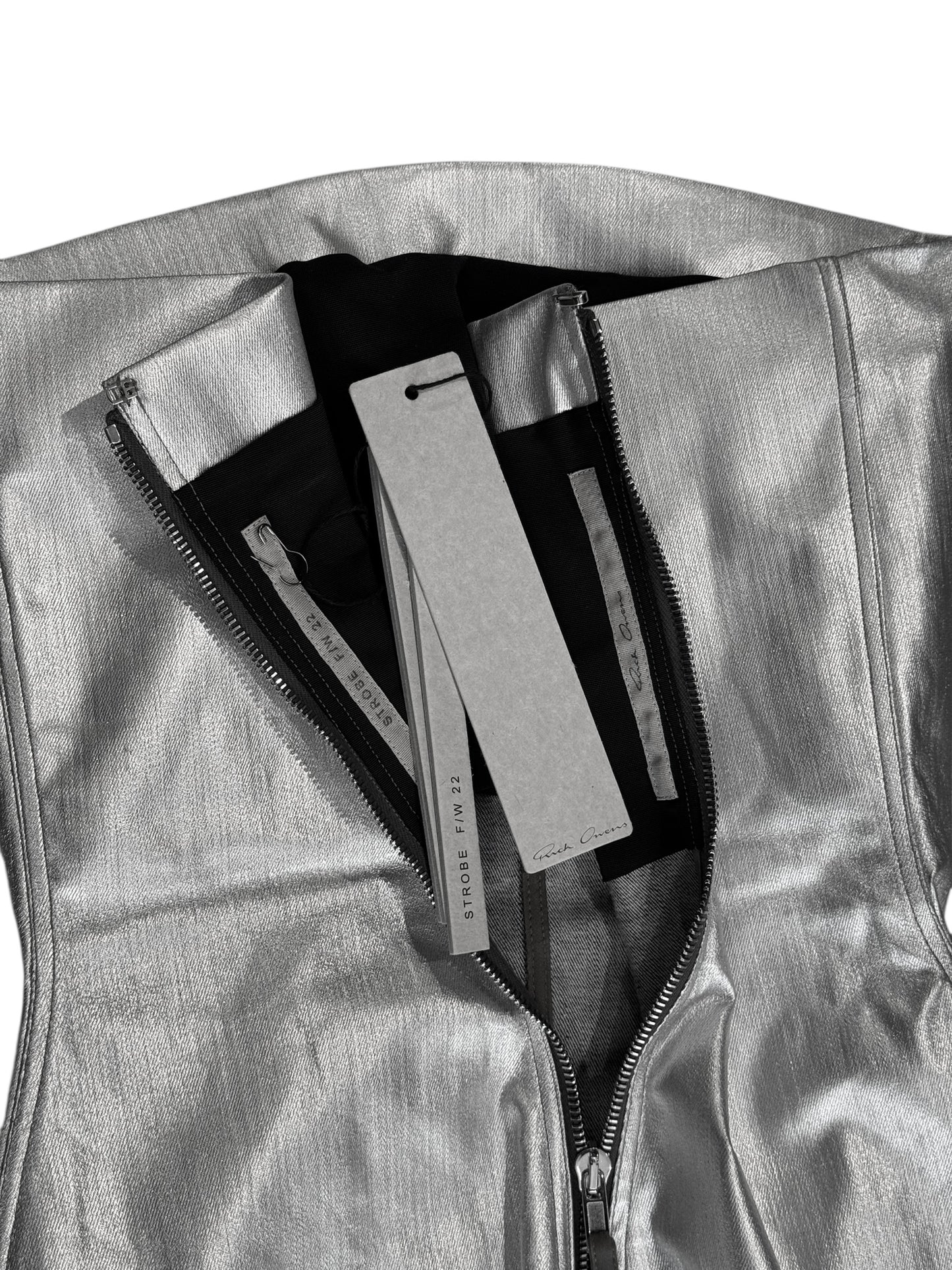 RICK OWENS FW2022 SILVER COATED BUSTIER MINI DRESS