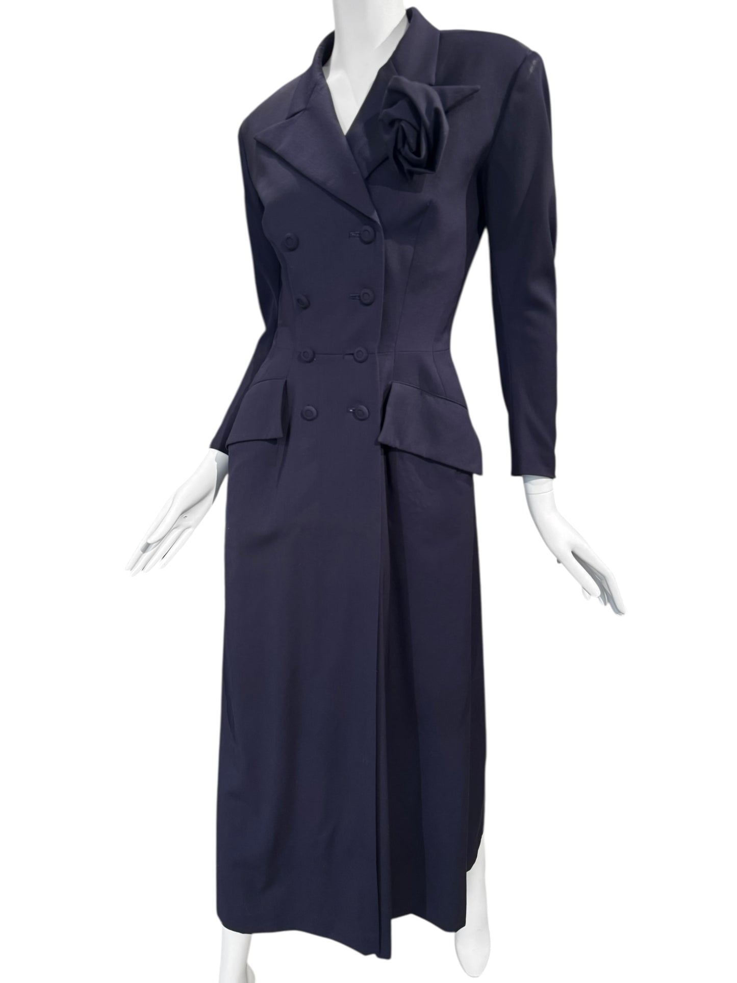 YOHJI YAMAMOTO SS1997 PURPLE WOOL DOUBLE BREASTED MAXI COAT