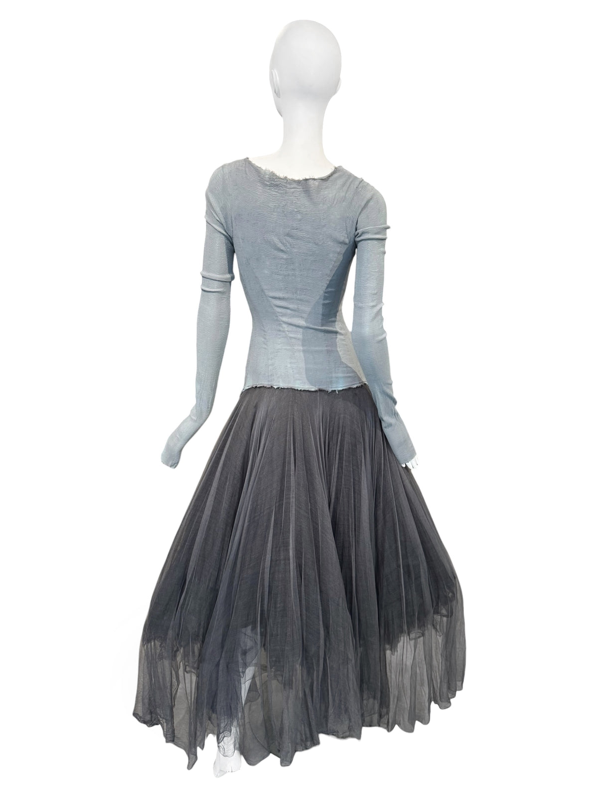 MARC LE BIHAN 2020s GREY SILK BALLERINA MAXI DRESS