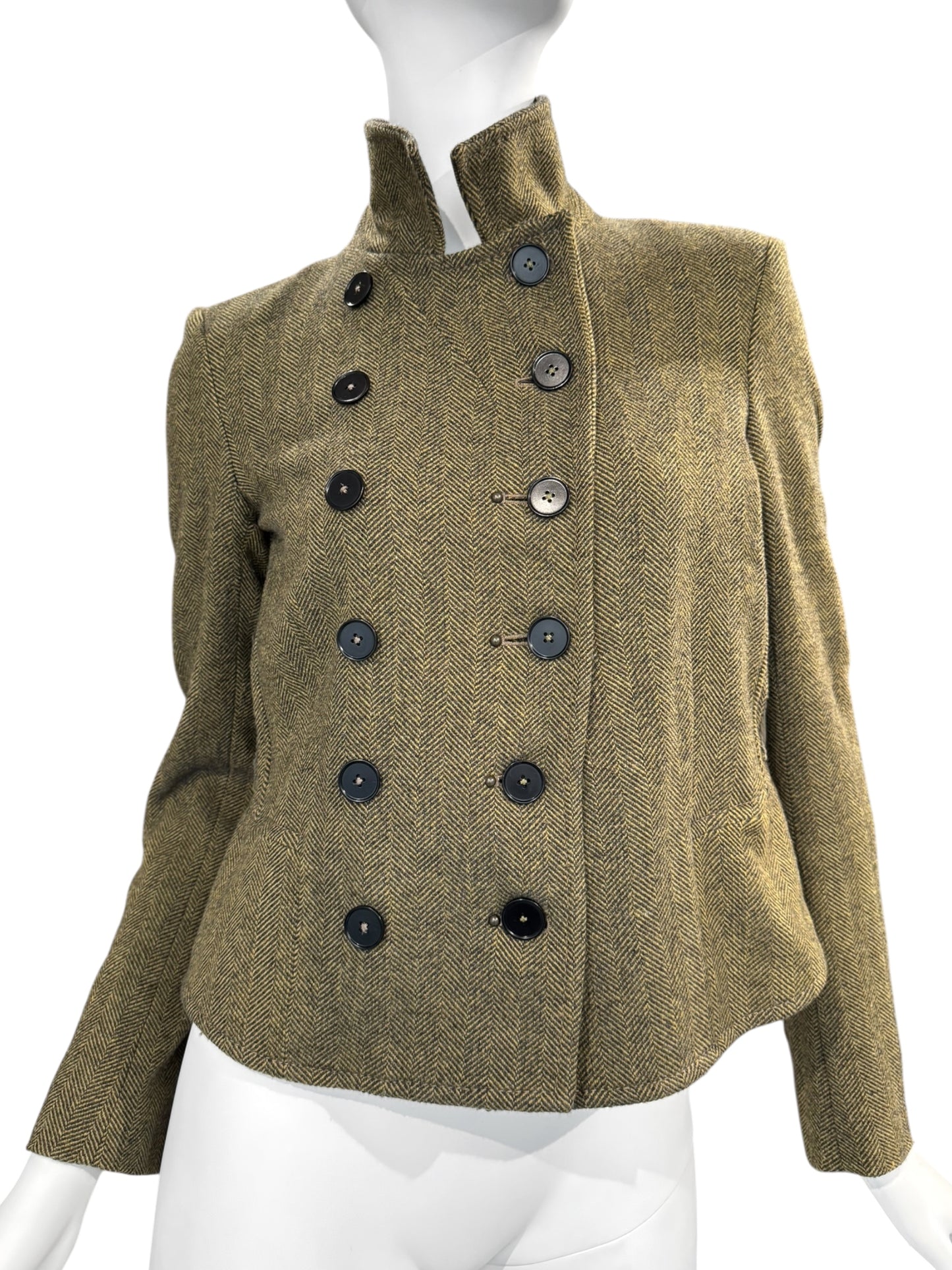 HIGH 2010s GREEN WOOL DOUBLE BREASTED JACKET