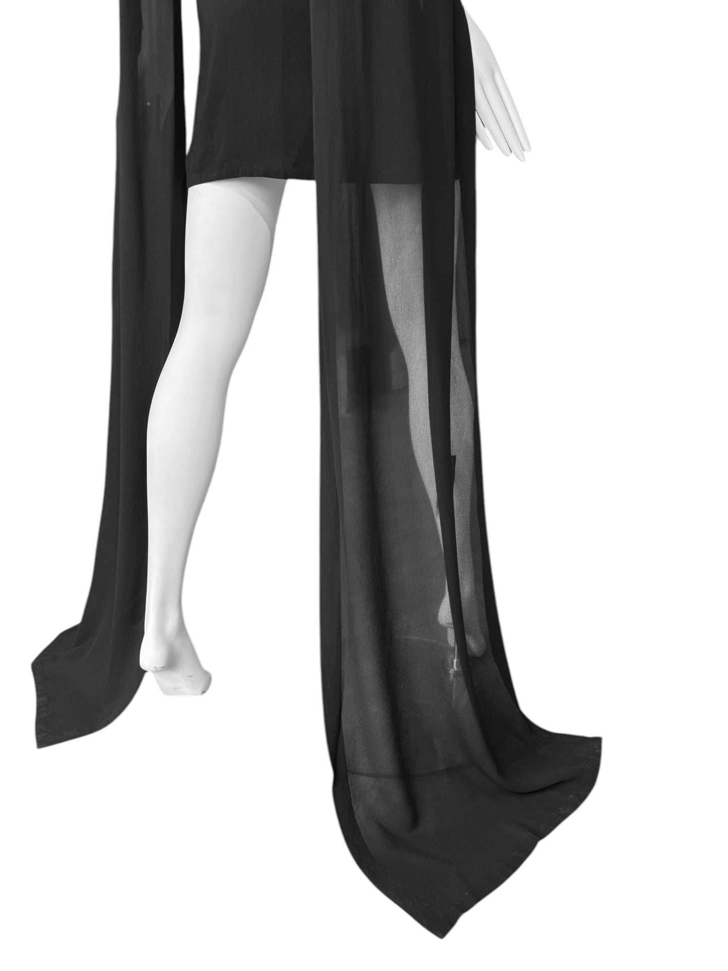ANN DEMEULEMEESTER SS2013 BLACK SILK MAXI SLEEVES MINI DRESS