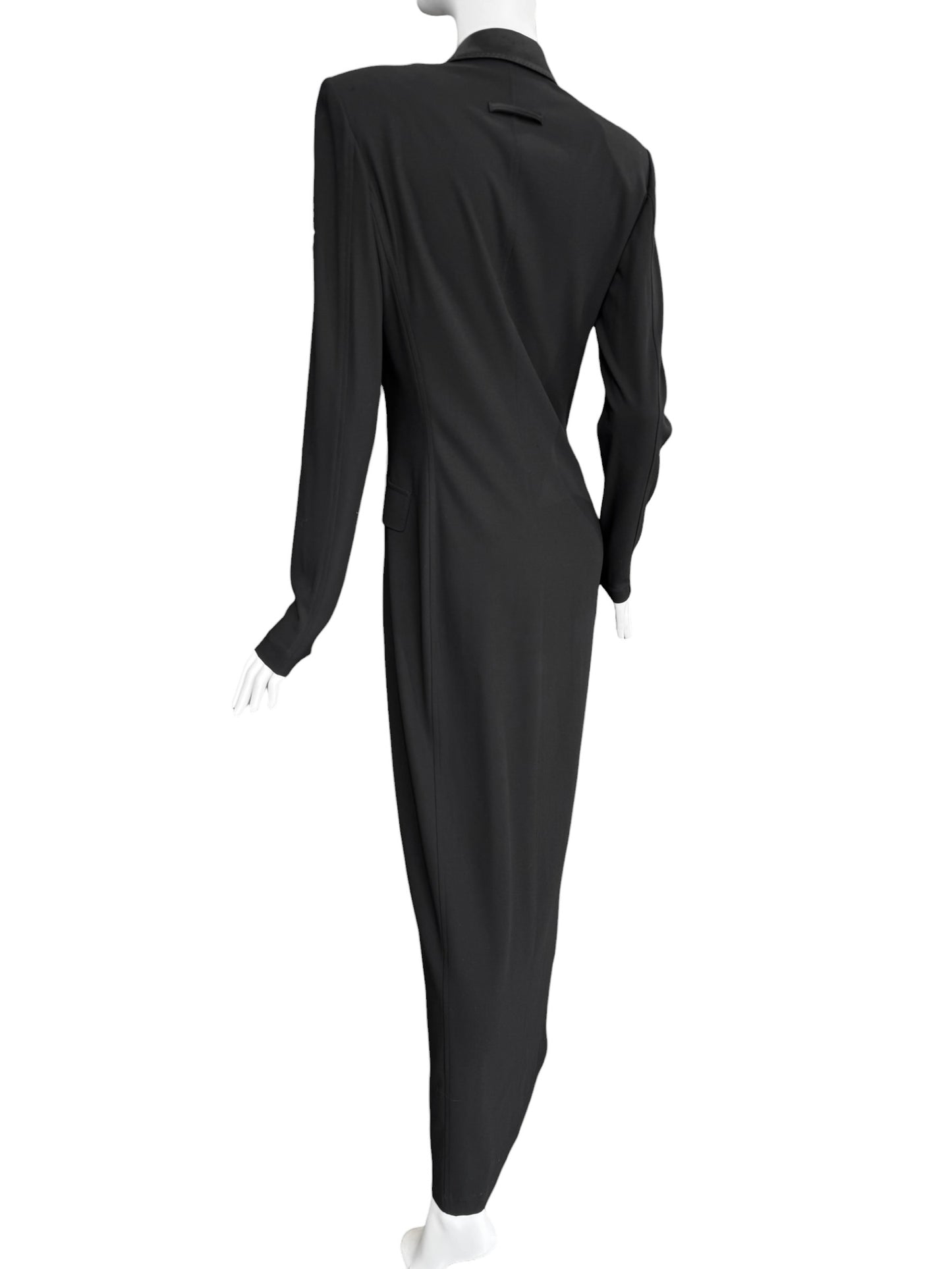 JEAN PAUL GAULTIER 2000s BLACK WOOL DOUBLE BREASTED MAXI DRESS