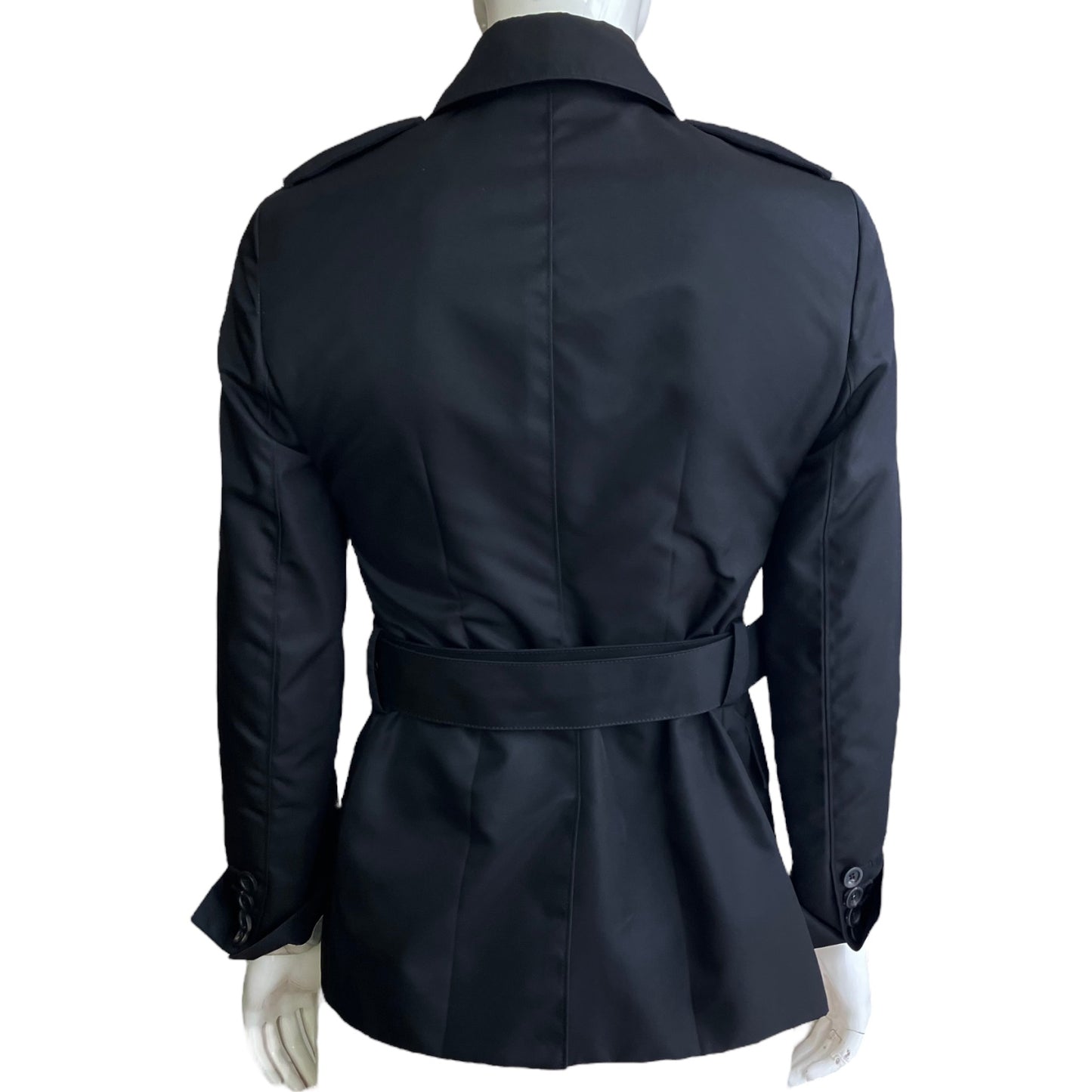 PRADA 2010s BLACK NYLON DOUBLE BREASTED BLAZER