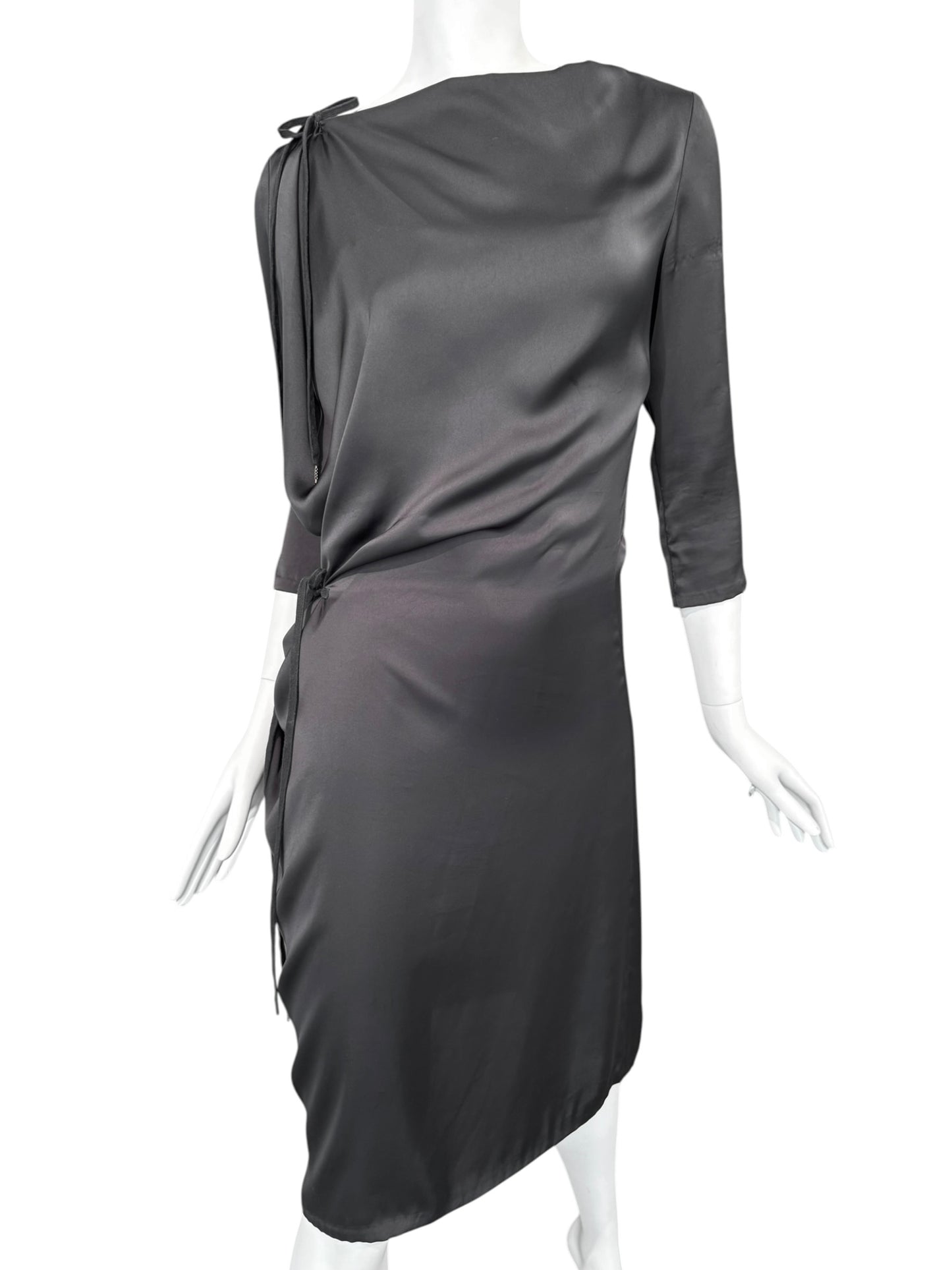 A.F. VANDEVORST RESORT 2010 BLACK SILK WRAP MIDI DRESS