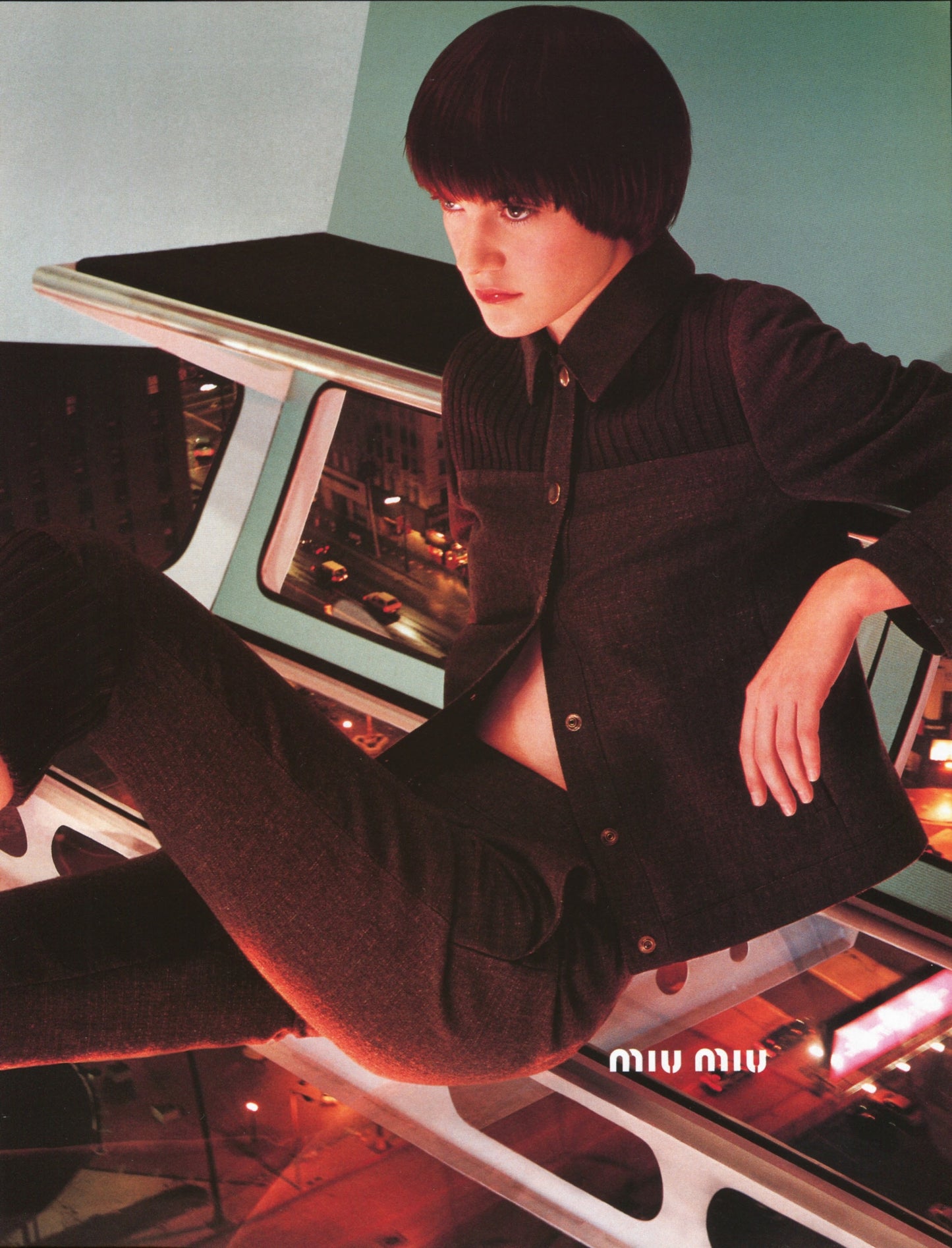 MIU MIU FW1999 OLIVE GREEN WOOL CAPRI PANTS