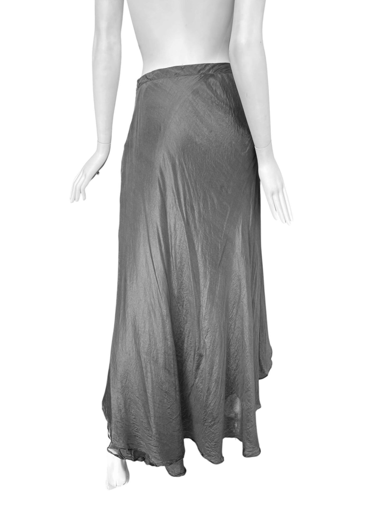 MARC LE BIHAN 2020s GREY SILK MAXI SKIRT