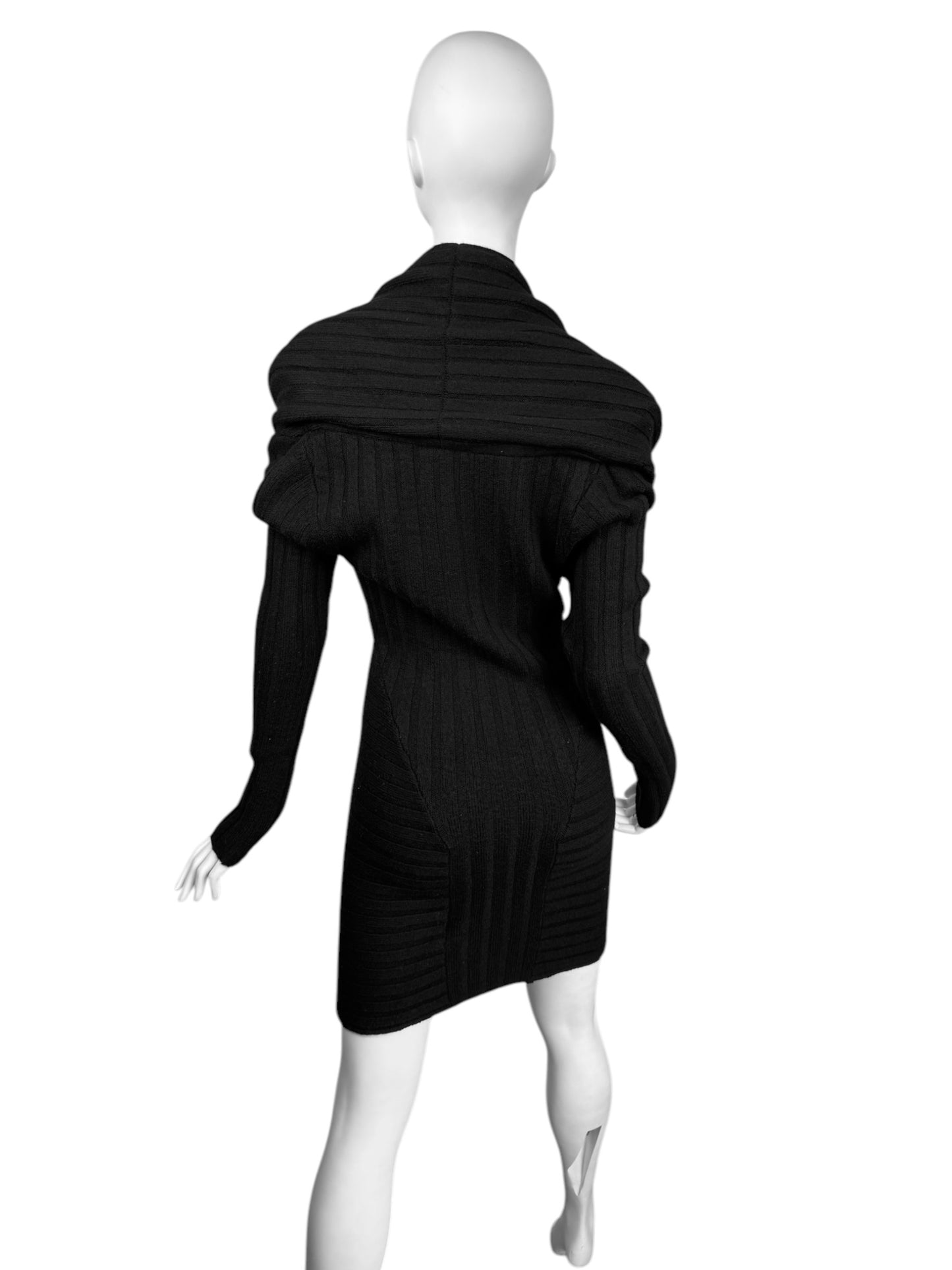 PLEIN SUD JEANIUS 2000s BLACK WOOL MULTI-WAY MINI DRESS