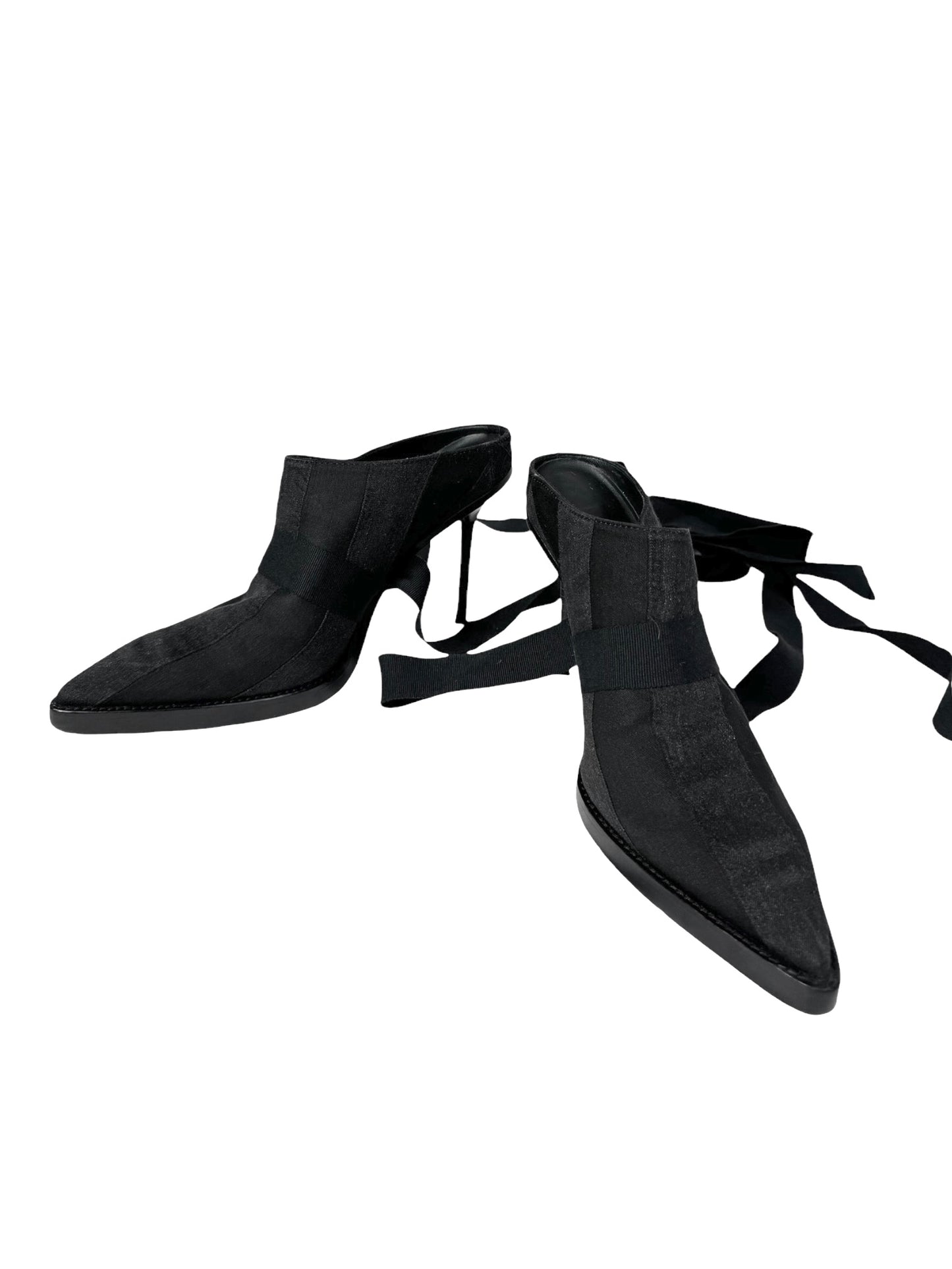 ANN DEMEULEMEESTER SS2019 BY SÉBASTIEN MEUNIER BLACK BONDAGE MULES