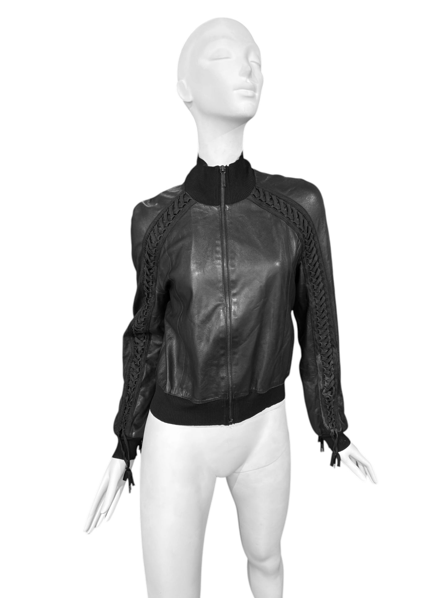 DIOR FW2002 BLACK LEATHER LACE-UP JACKET