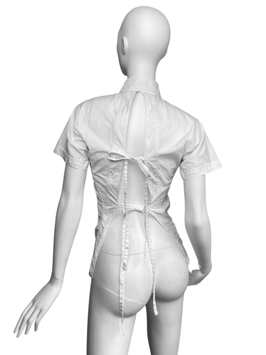 JEAN PAUL GAULTIER 2000s WHITE BACKLESS BONDAGE SHIRT