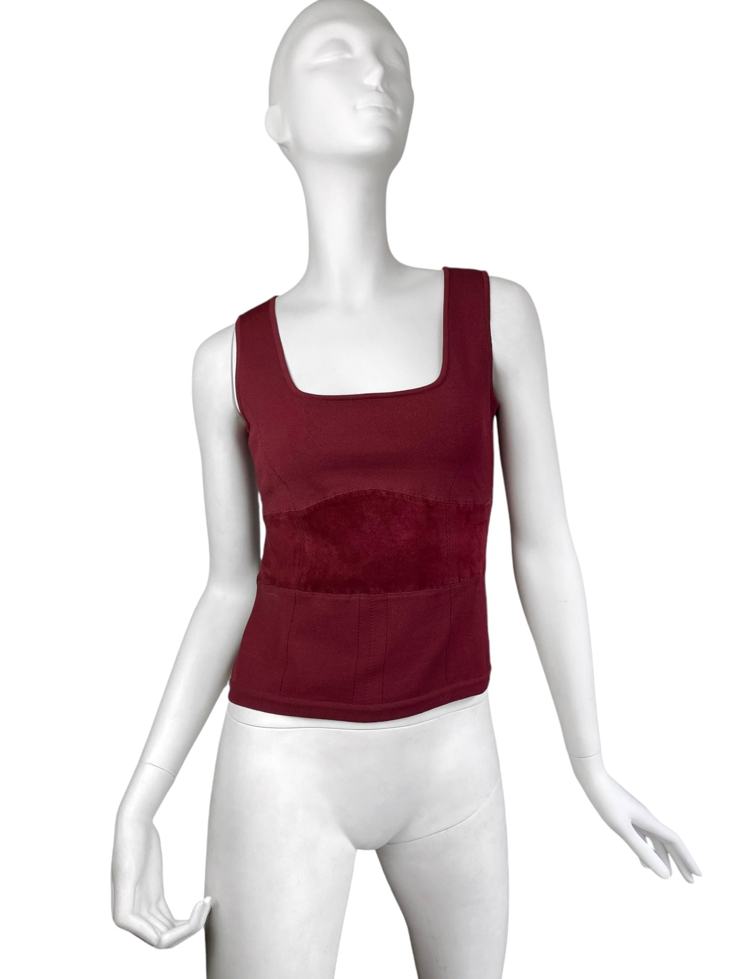 JITROIS 2010s RED BI-MATERIAL TANK TOP