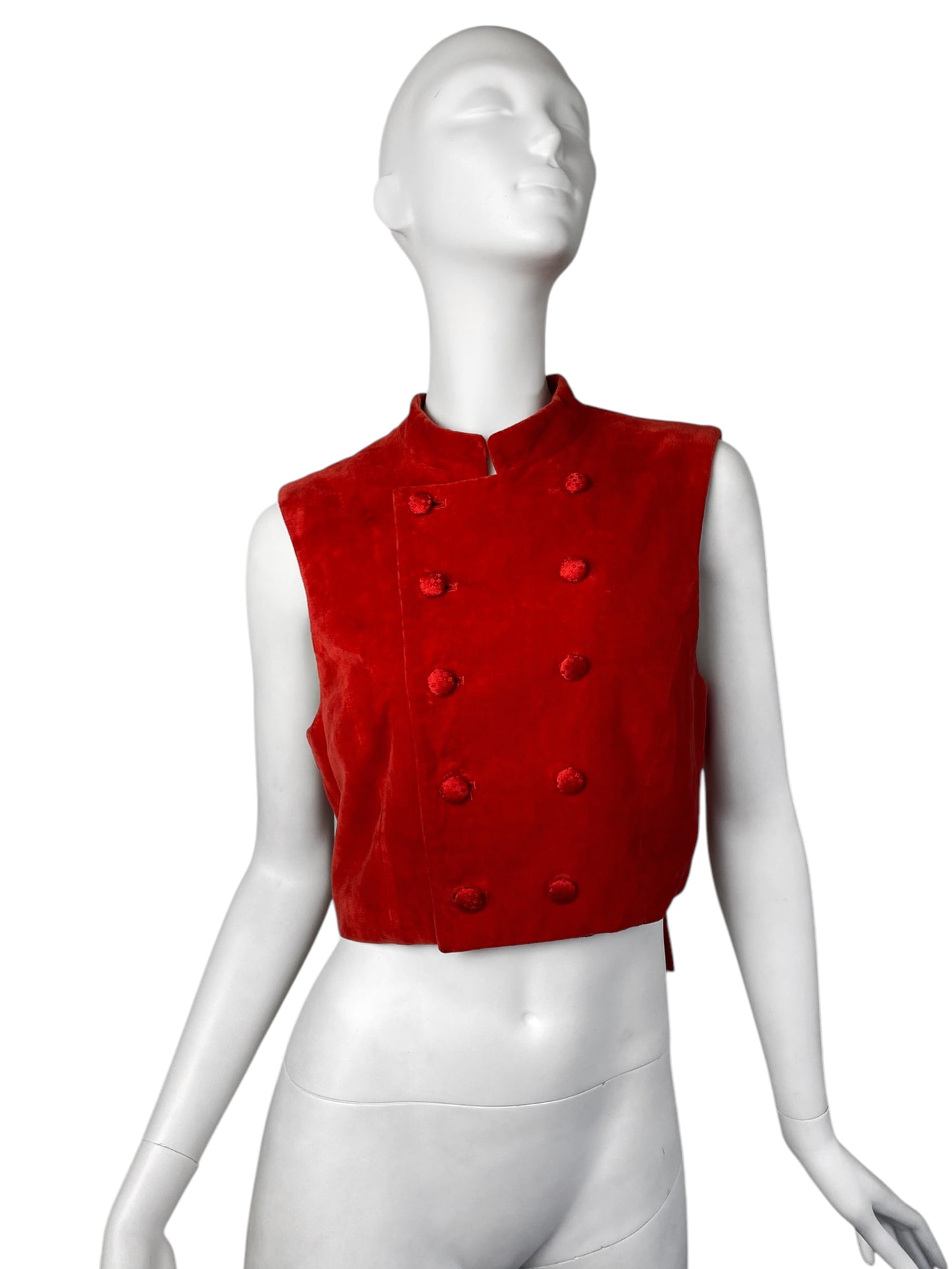 COMME DES GARÇONS FW1988 RED VELVET DOUBLE BREASTED WAISTCOAT