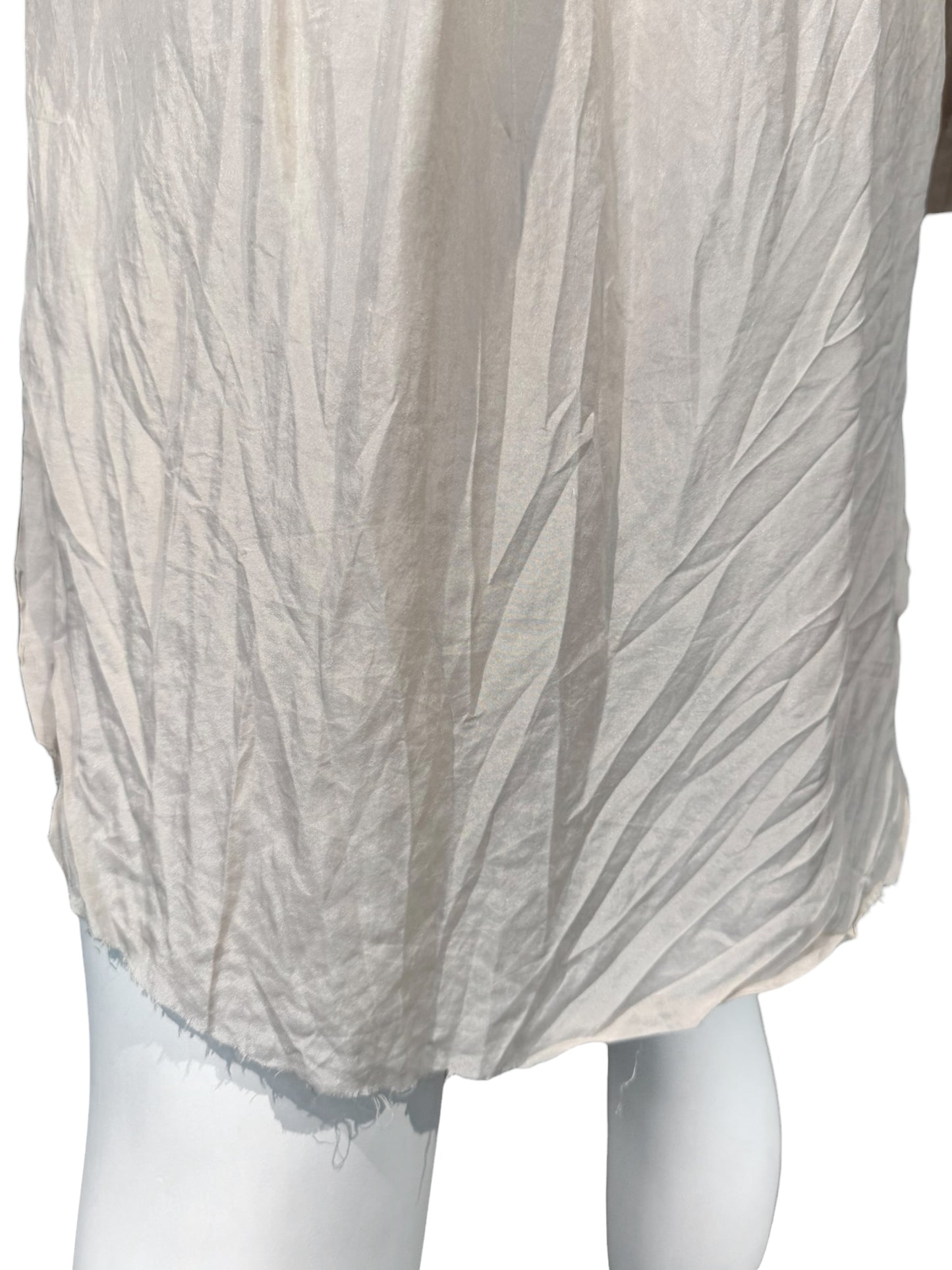 ELENA DAWSON 2010s PALE BLUSH SILK CRINKLED VICTORIAN-STYLE BLOUSE