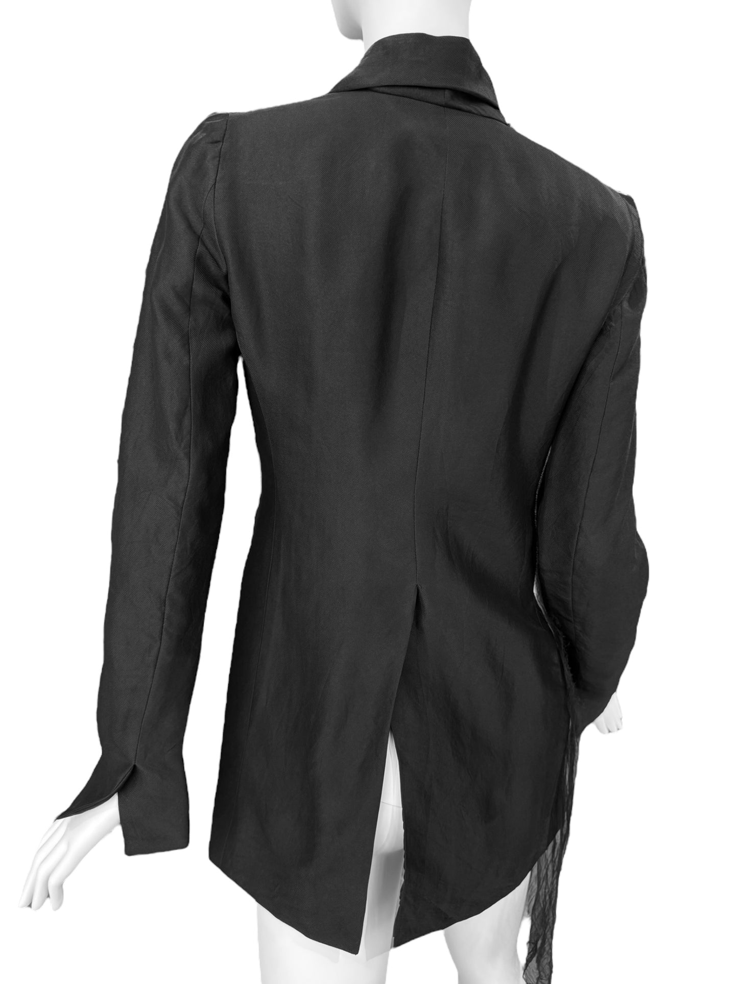 MARC LE BIHAN 1994 BLACK ASYMMETRICAL EMBELLISHED BLAZER