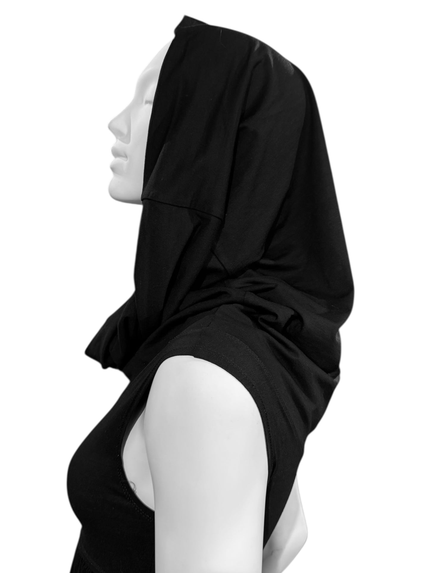 PLEIN SUD 2000s BLACK HOODED MINI DRESS