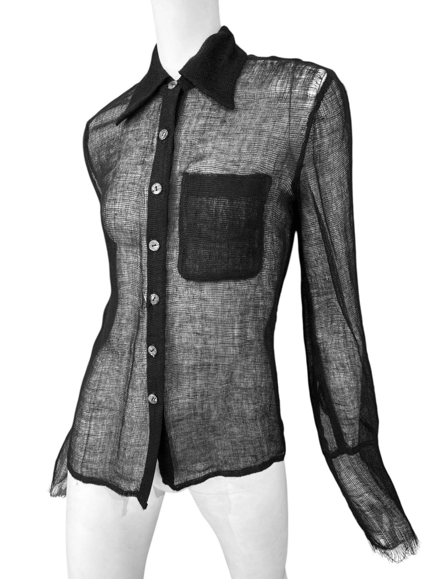 FAYÇAL AMOR SS1993 BLACK RAW JUTE SHIRT