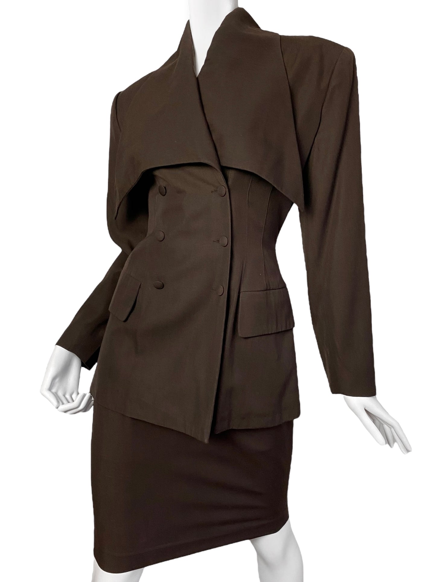 PLEIN SUD SS1990 BROWN SKIRT SUIT (BLAZER + SKIRT)